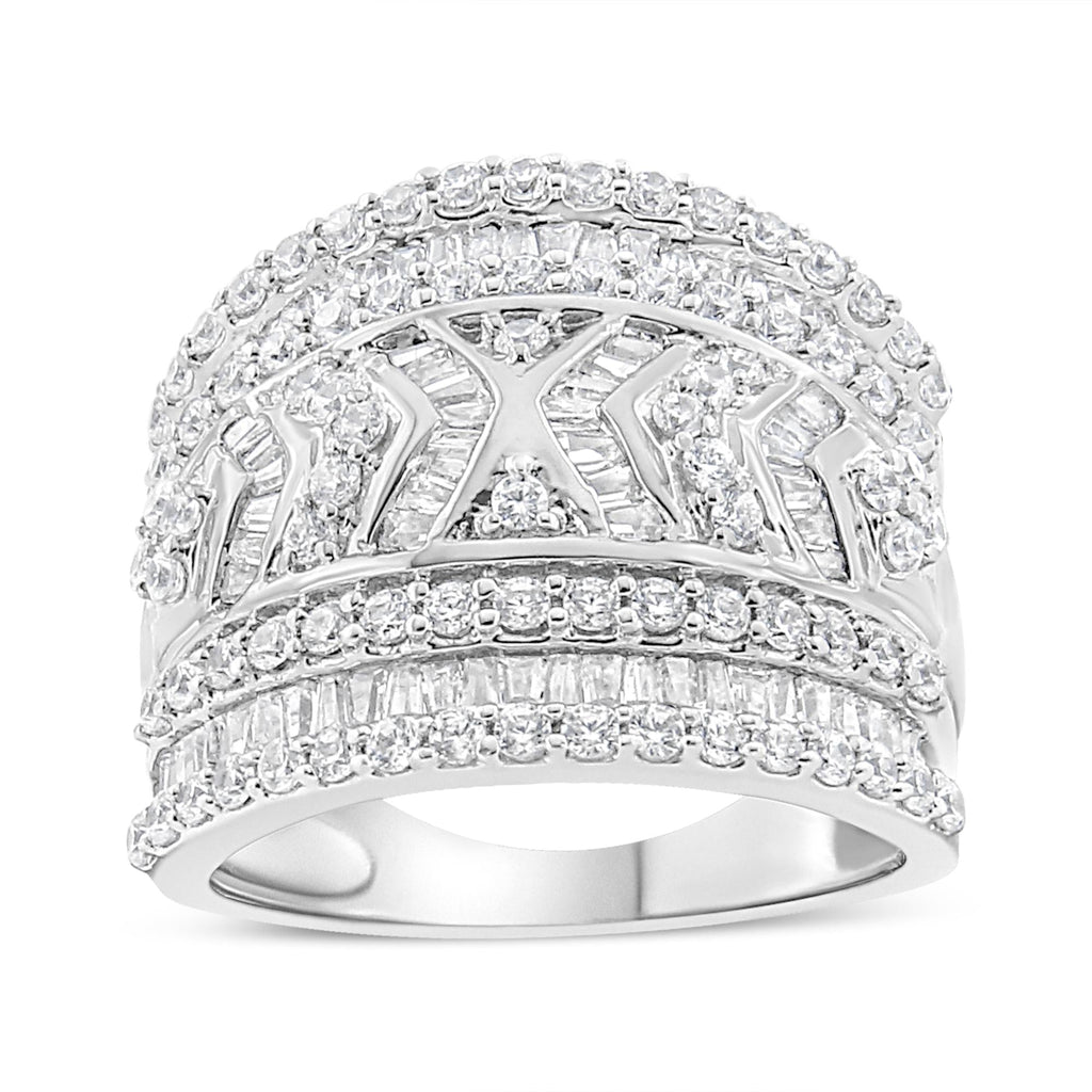 Anello a fascia multifila in argento sterling 925 con diamanti da 2,0 carati (colore JK, purezza I3) - Friggin Jewelry
