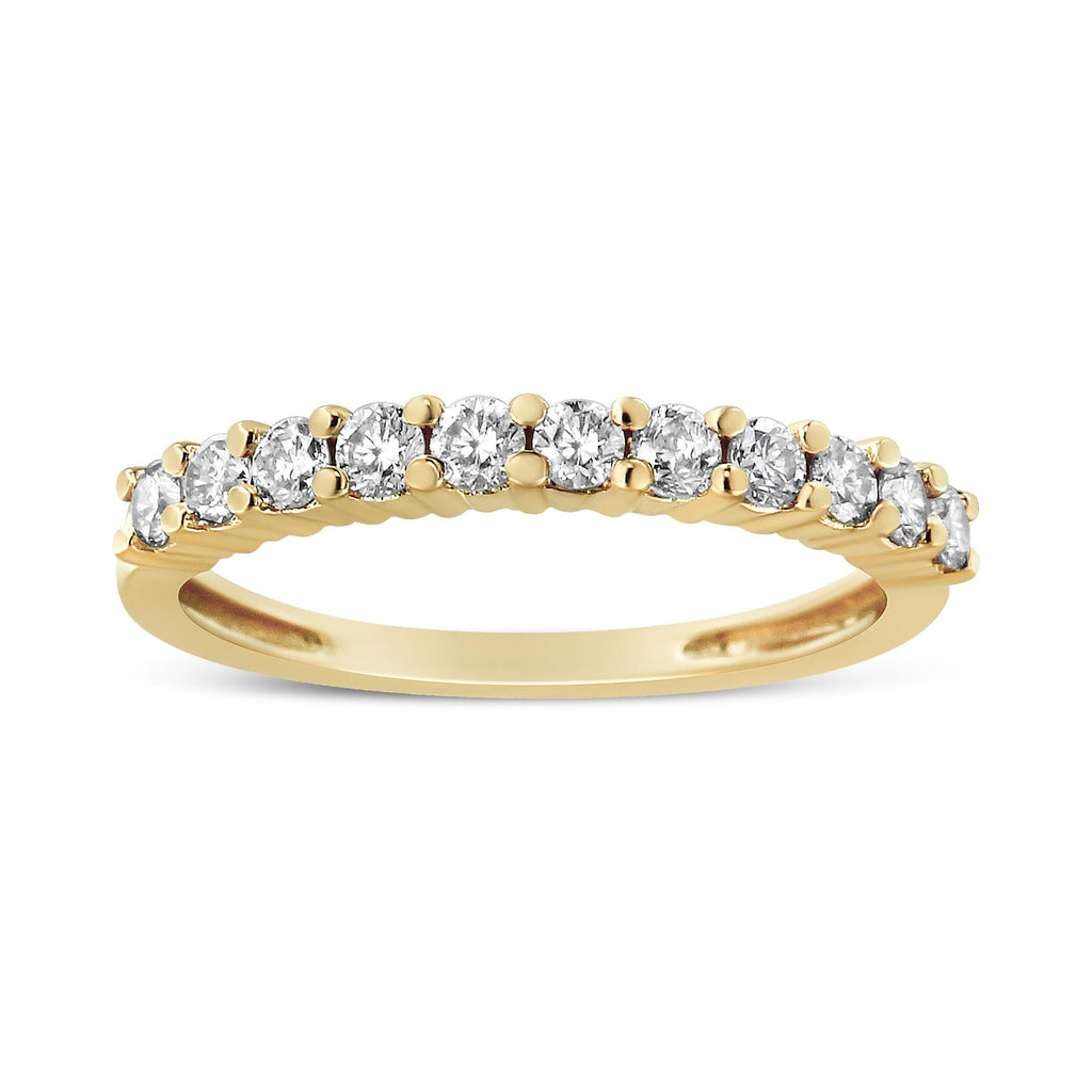 IGI Certified 1/2 Cttw Diamond 10K Yellow Gold Prong Set Fluted Band Style Wedding Ring (J-K Color, I1-I2 Clarity) - Friggin Jewelry