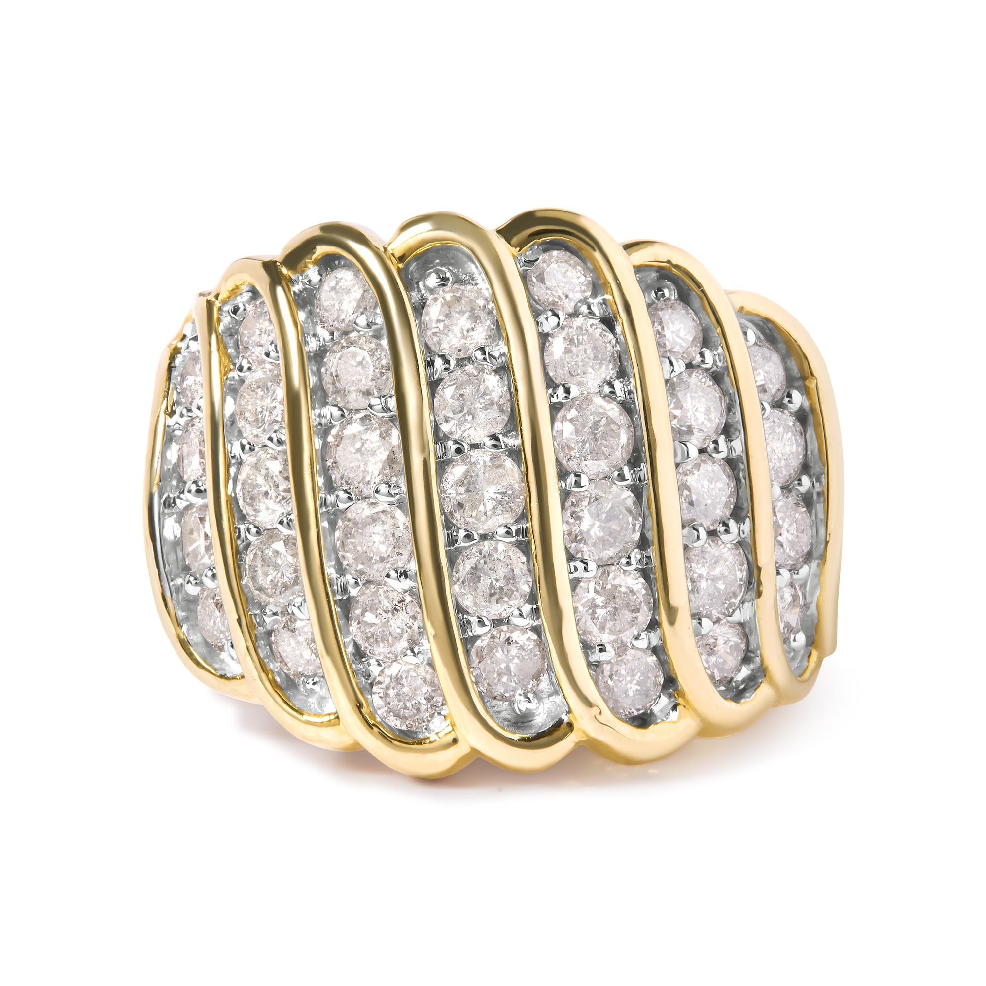 10 Yellow Gold 2.00 Cttw Diamond Multi Row Cocktail Band Ring (I-J Color, I1-I2 Clarity) - Friggin Jewelry