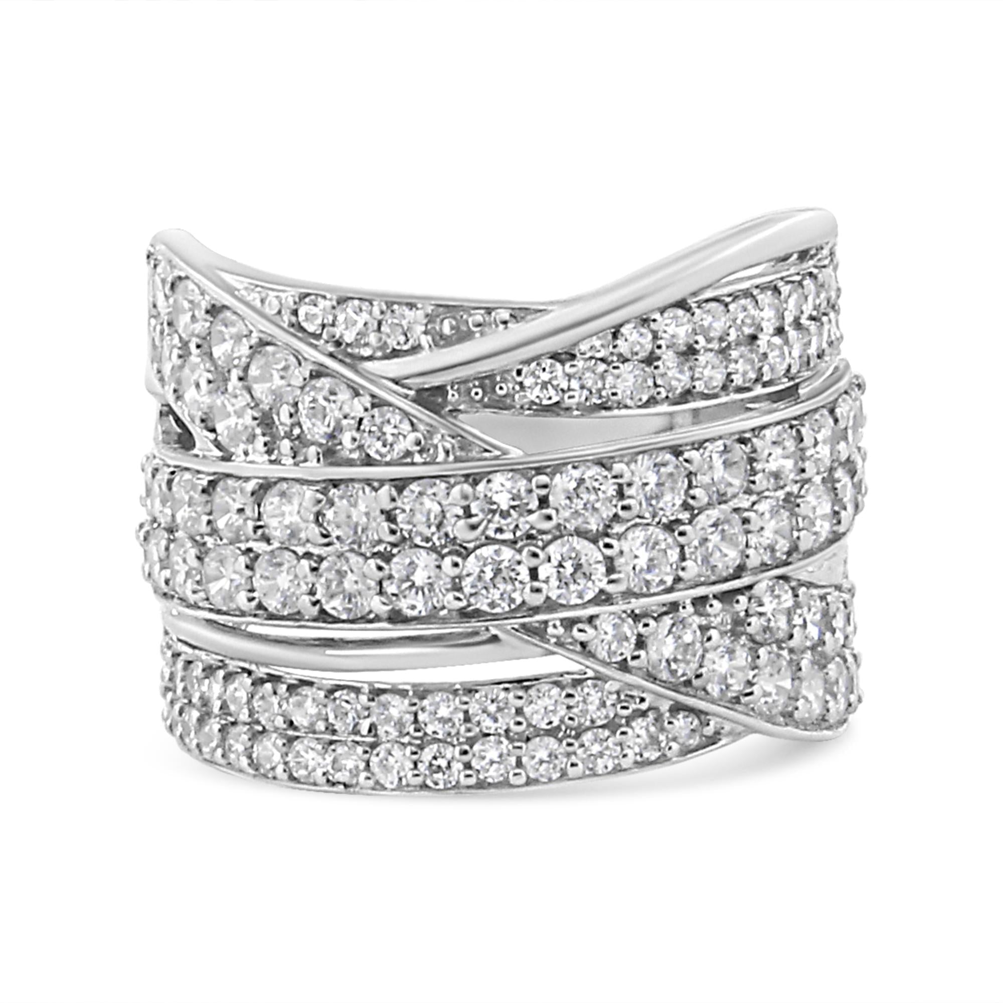 Anillo de banda superpuesta con diamantes de talla redonda de 2,00 quilates en plata de ley 925 (color IJ, claridad I2-I3) - Friggin Jewelry