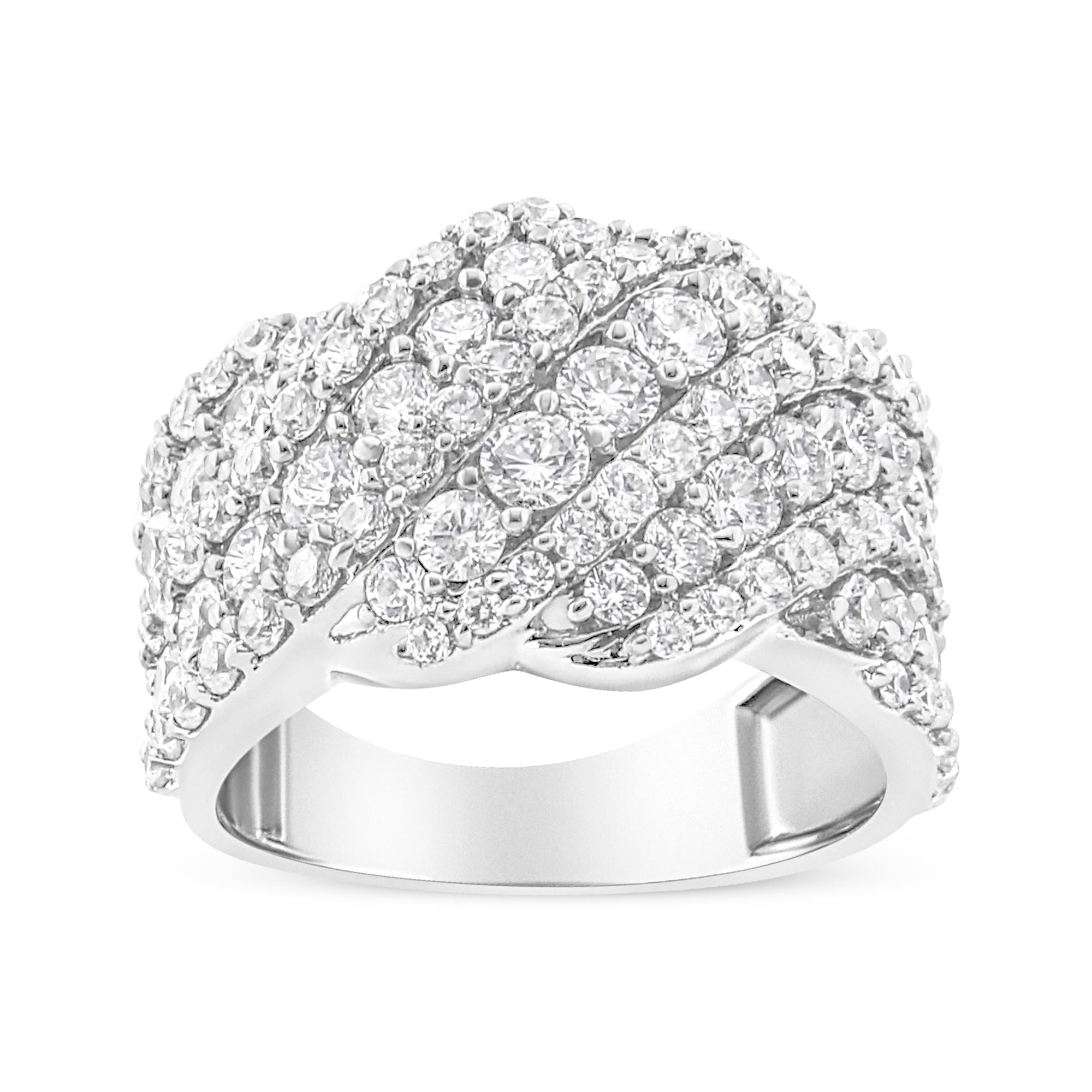 10K Gold 3.00 Cttw Diamond Multi Row Cluster Band Ring (I-J Color, I3 Clarity) - Friggin Jewelry