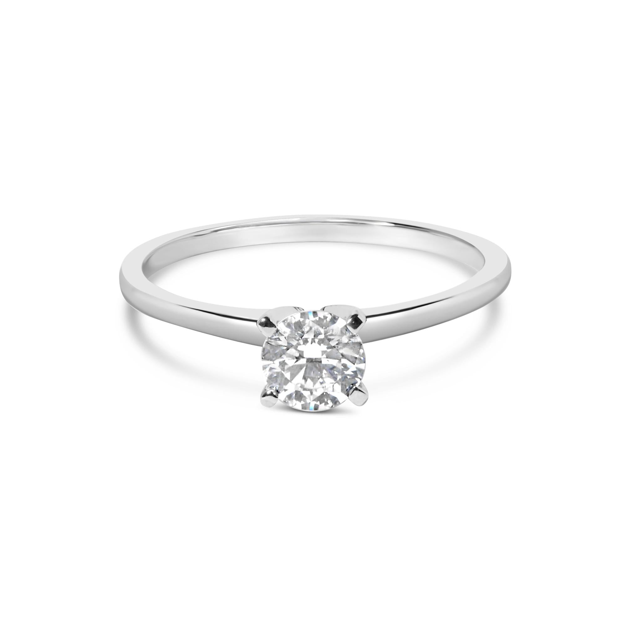 14K White Gold 1/2 Cttw Round Lab Grown Diamond 4 Prong Solitaire Engagement Ring (F-G Color, VS2-SI1 Clarity) - Friggin Jewelry