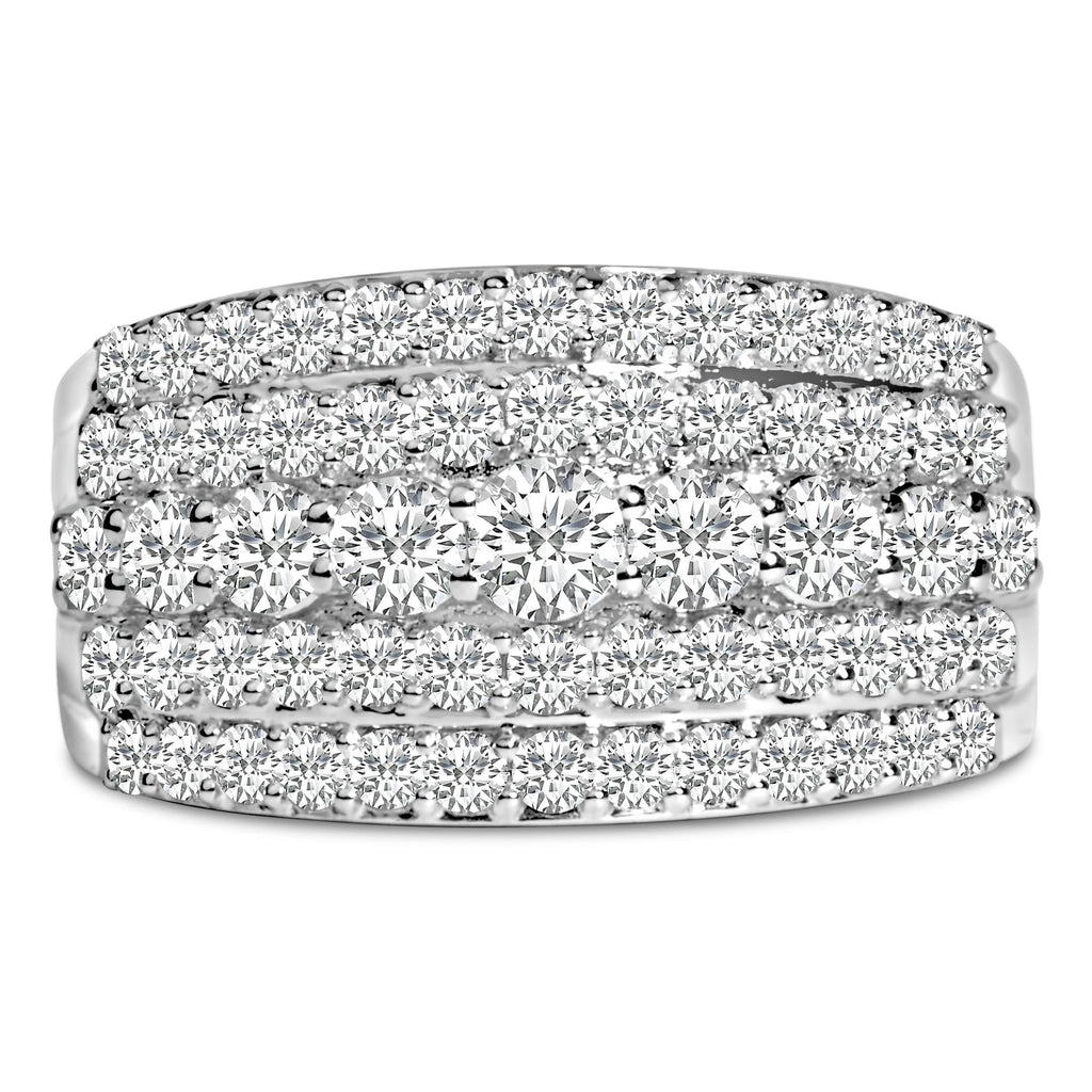 .925 Sterling Silver 2.00 Carat Lab Grown Diamond Multi Row Band Ring - Friggin Jewelry