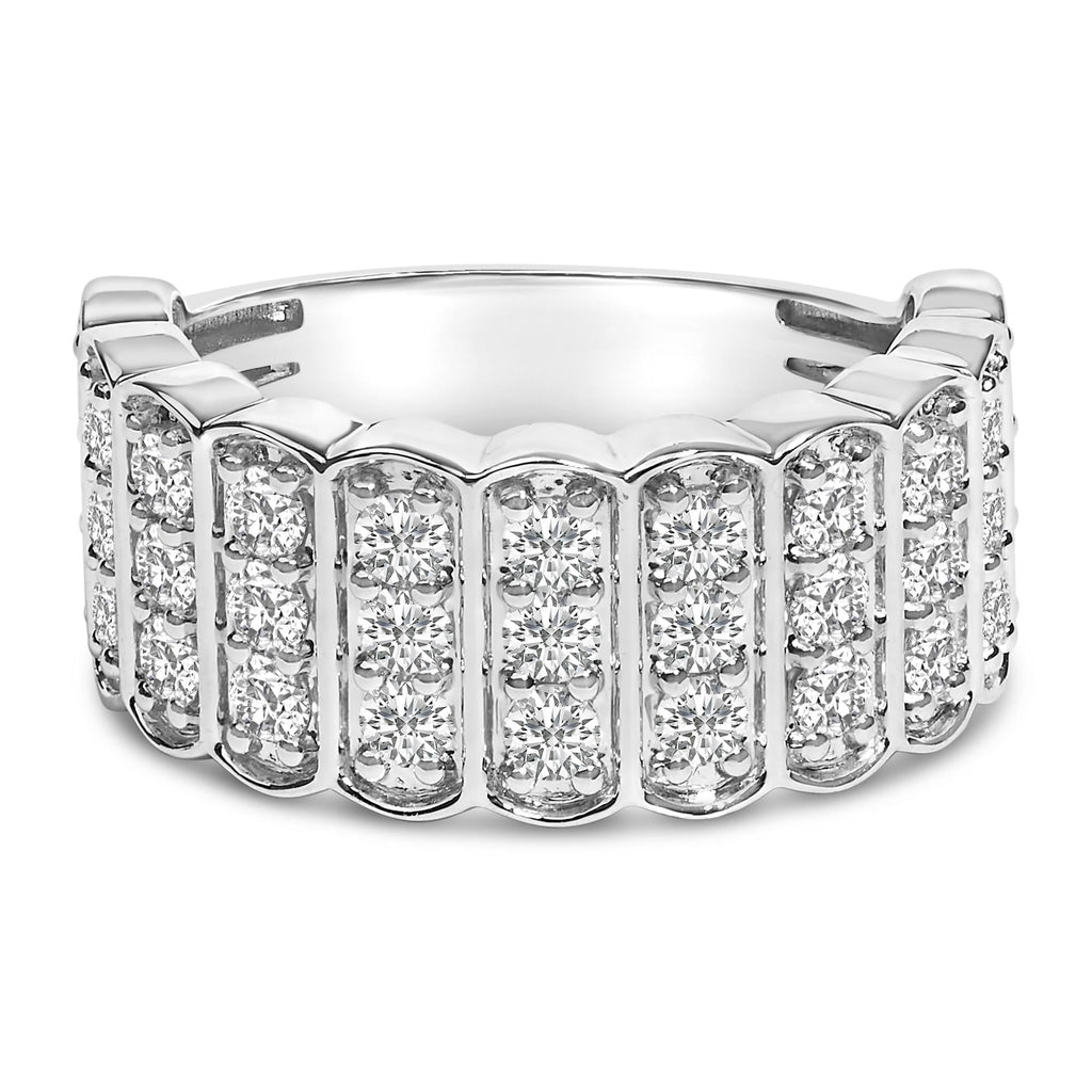 .925 Sterling Silver 1 1/2 Cttw Lab Grown Diamond 11 Row Band Ring (F-G Color, VS1-VS2 Clarity) - Friggin Jewelry