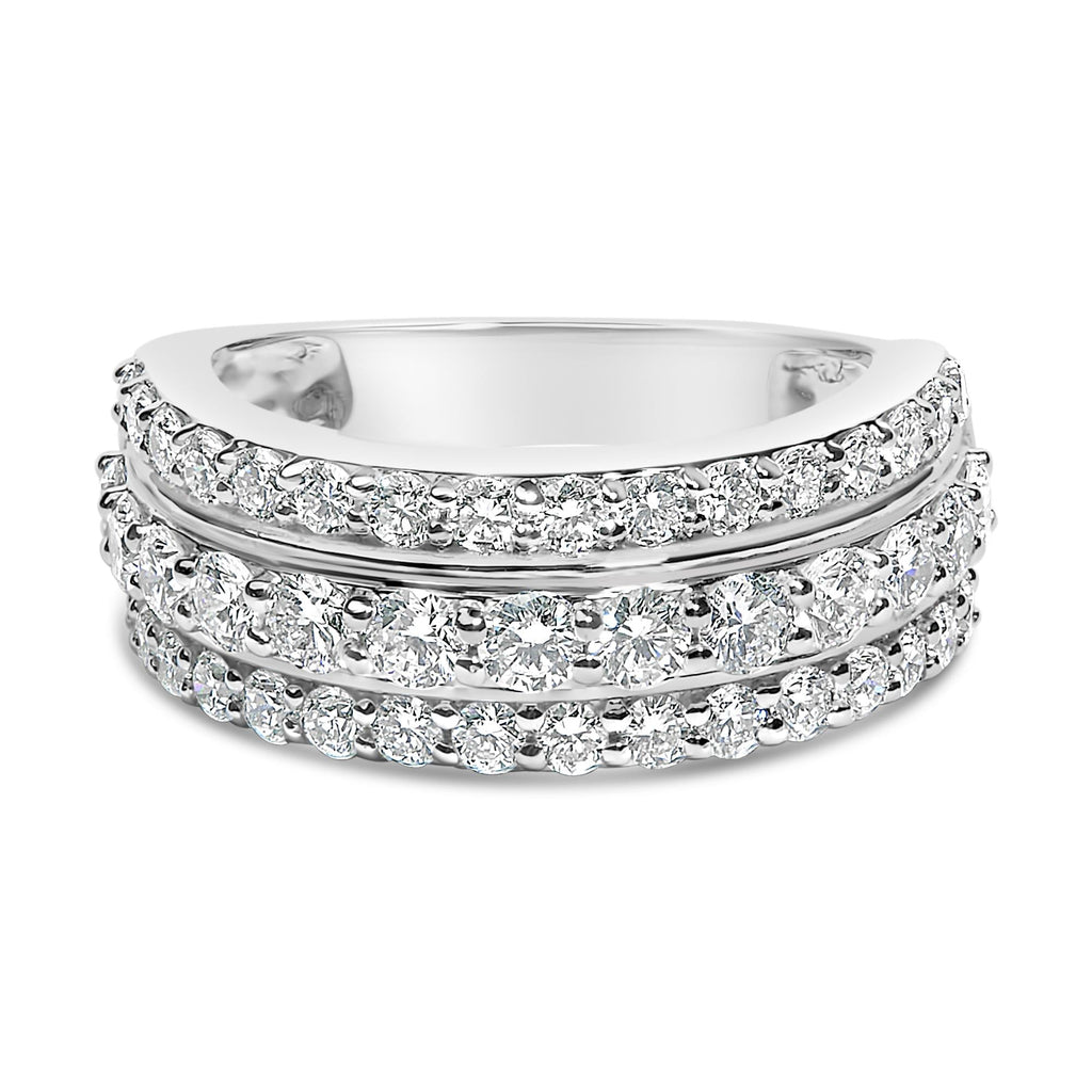 .925 Sterling Silver 2.0 Cttw Lab Grown Diamond 3 Row Band Ring (F-G Color, VS1-VS2 Clarity - Friggin Jewelry