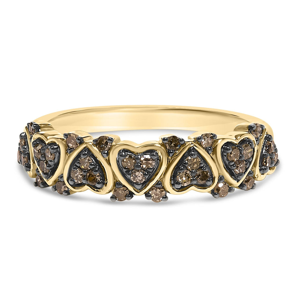10K Yellow Gold Plated .925 Sterling Silver 1/3 cttw Natural Diamond Band Ring - Friggin Jewelry