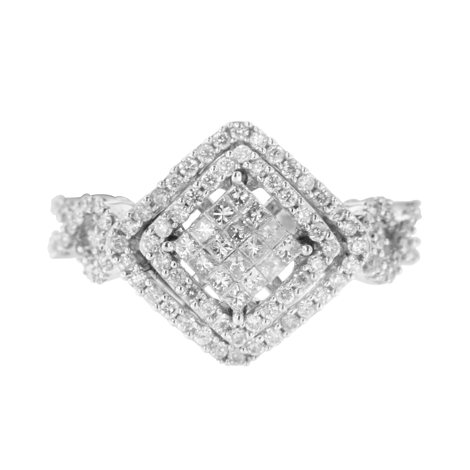 Anello composito in oro bianco 14 carati con diamanti (1 carato, colore HI, purezza I1-I2) - Friggin Jewelry