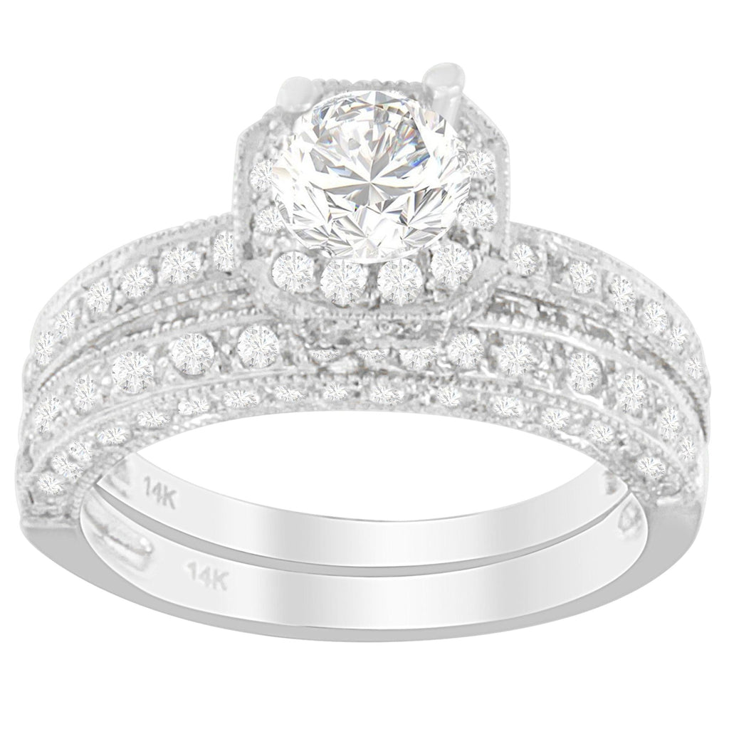 14K White Gold 1 ct. TDW Round Cut Diamond Ring (G-H, I1-I2) - Friggin Jewelry