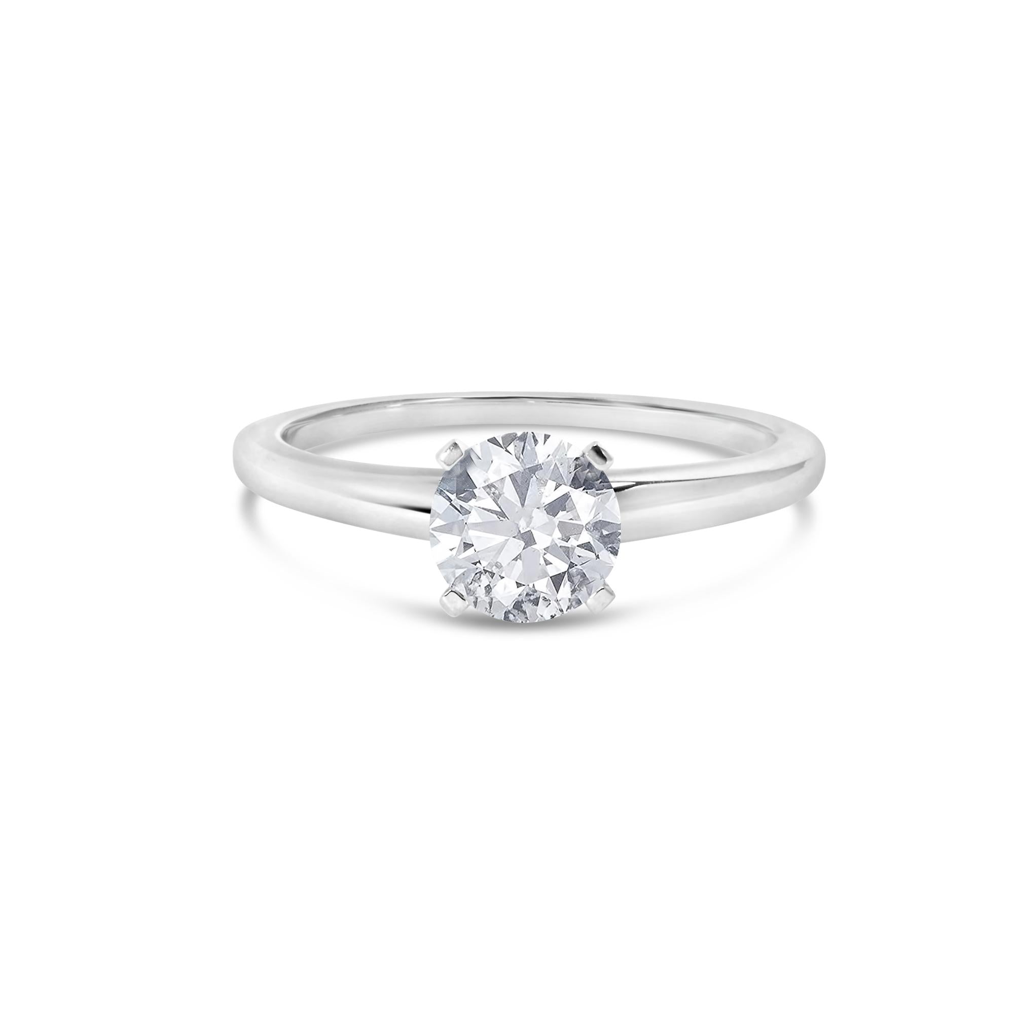 14K White Gold 1.0 Cttw Round Lab Grown Diamond 4 Prong Solitaire Engagement Ring (F-G Color, VS2-SI1 Clarity) - Friggin Jewelry