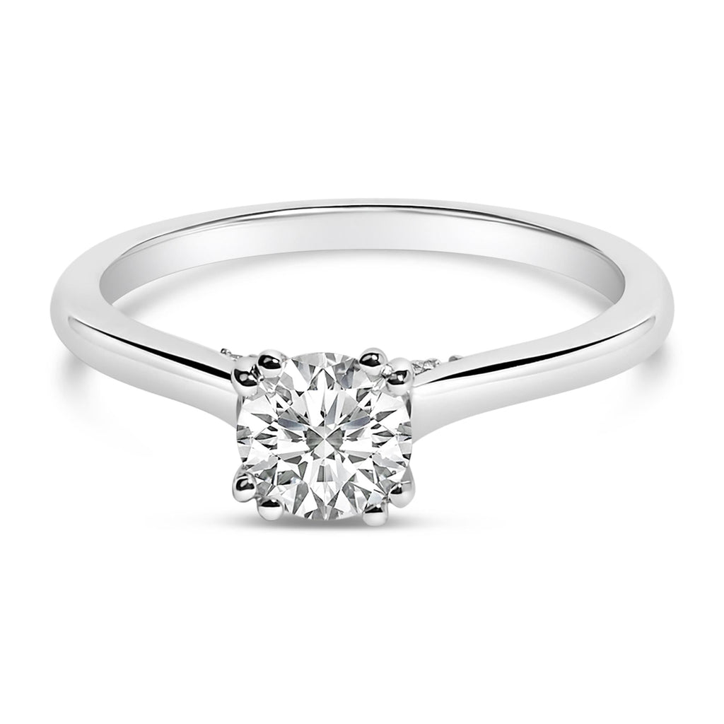 14K White Gold 7/8 Cttw Lab Grown Diamond Solitaire Cathedral Style Engagement Ring (F-G Color, VS1-VS2 Clarity) - Friggin Jewelry