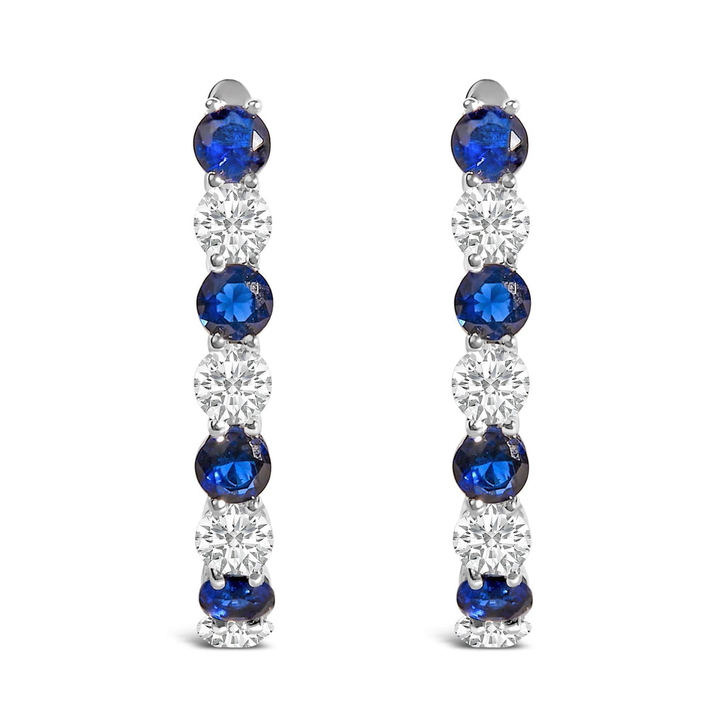 Orecchini a cerchio in argento sterling 925 con zaffiri blu e bianchi creati - Friggin Jewelry
