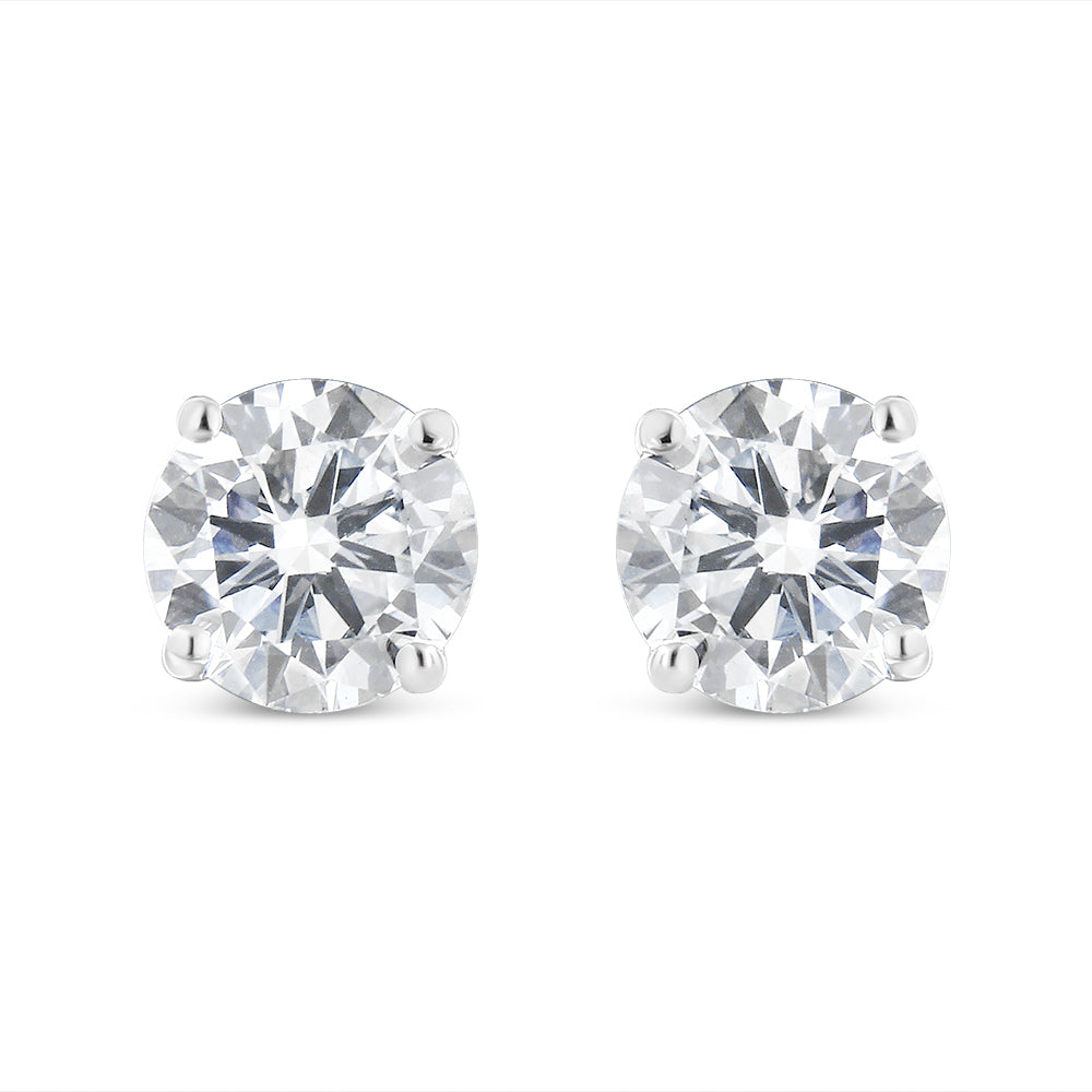.925 Sterling Silver 1-1/2 Cttw Round Brilliant-Cut Black Diamond Bezel-Set Stud Earrings with Screw Backs (Fancy Color-Enhanced, I2-I3 Clarity) - Friggin Jewelry