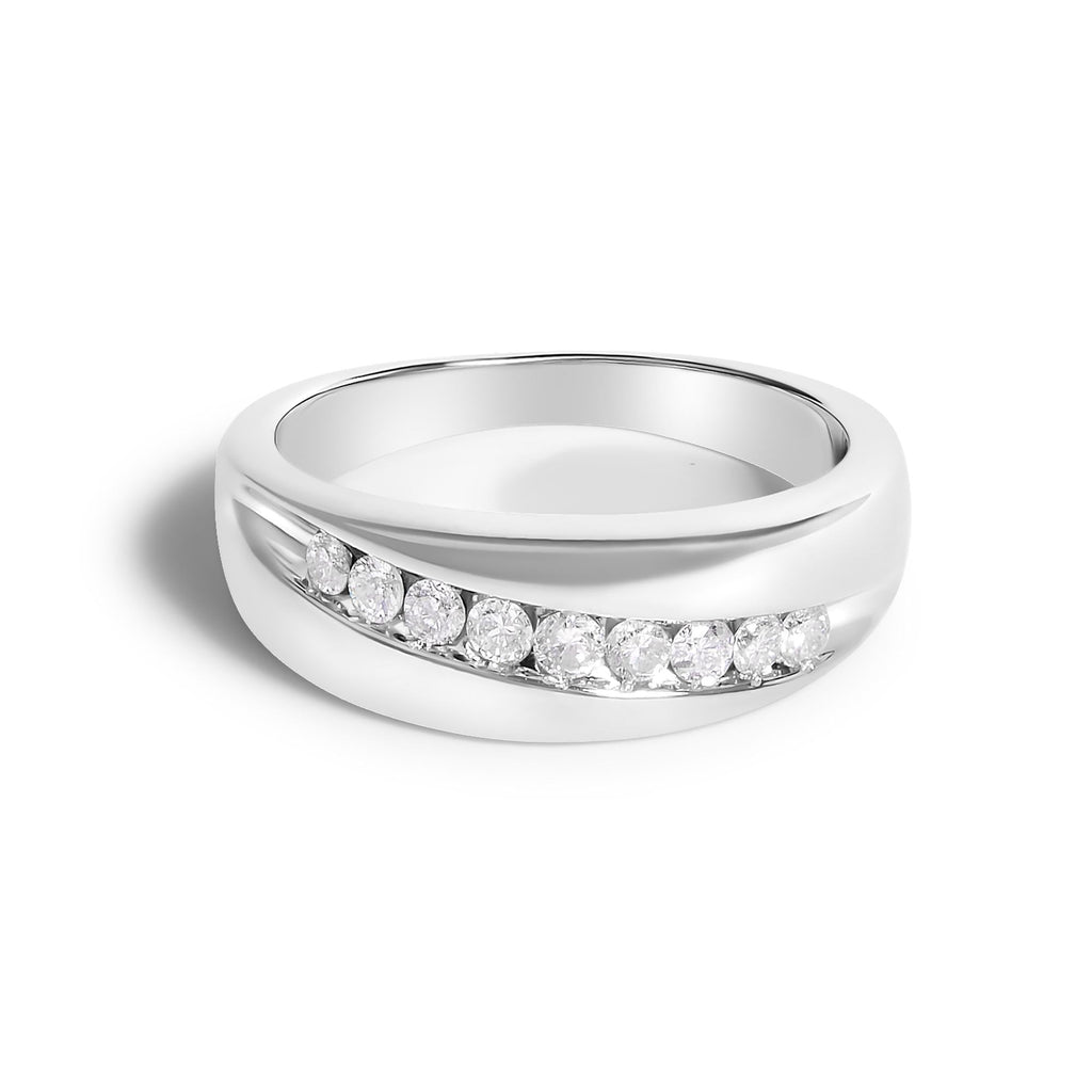 Anillo de plata de ley 925 para hombre con 9 diamantes de 1/2 quilates - Friggin Jewelry