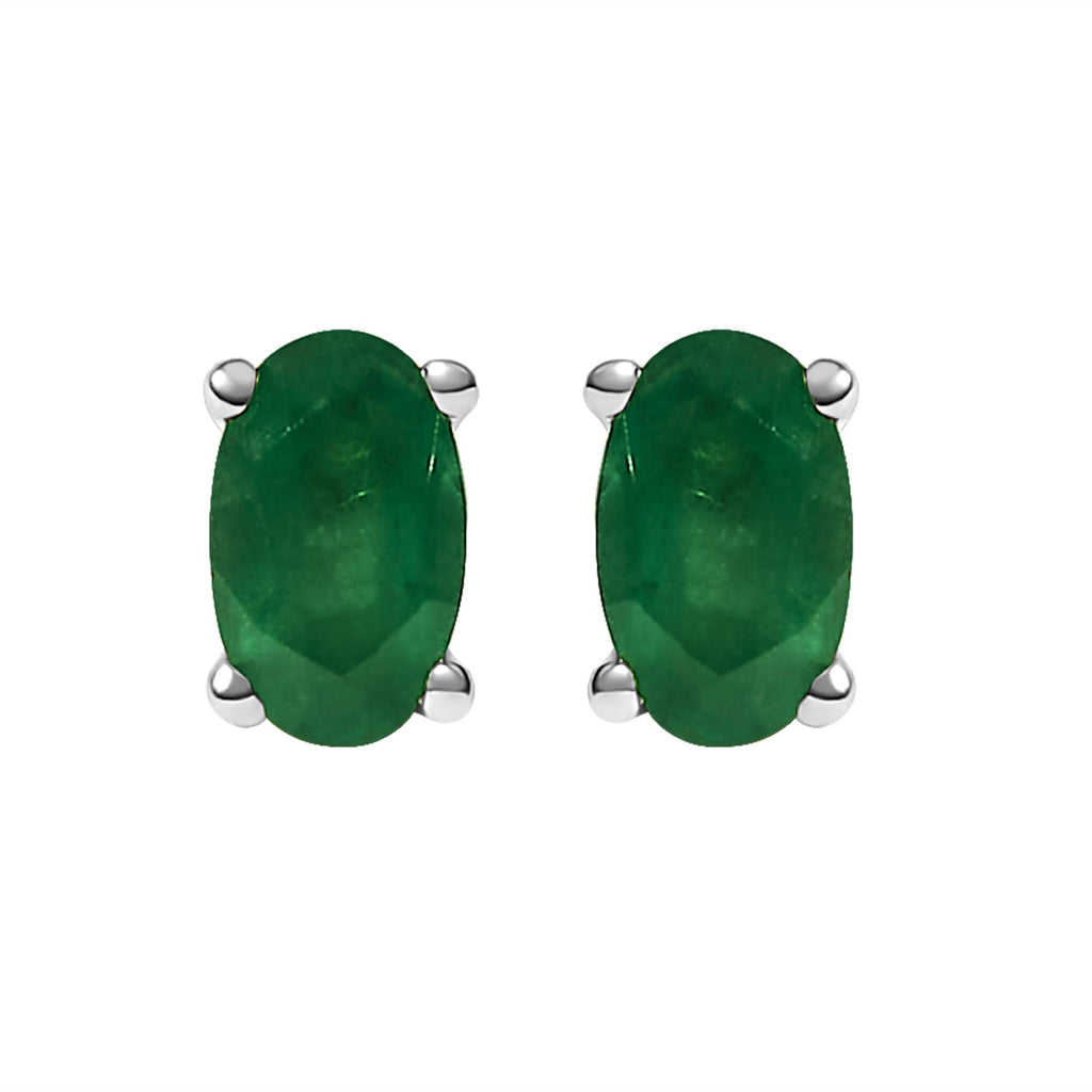Pendientes de oro de 14 quilates con piedra de nacimiento de corte ovalado de 5 x 3 mm - Friggin Jewelry
