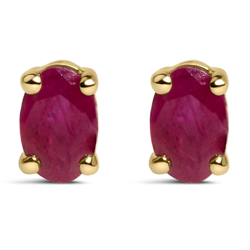Pendientes de oro de 14 quilates con piedra de nacimiento de corte ovalado de 5 x 3 mm - Friggin Jewelry