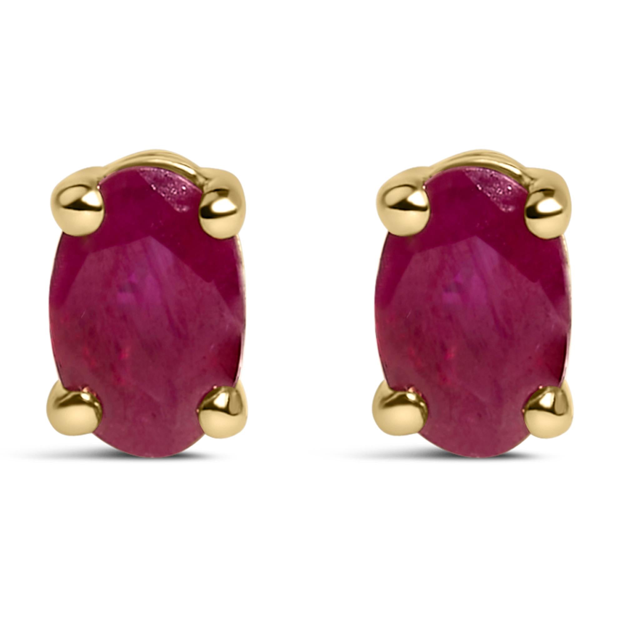 Pendientes de oro de 14 quilates con piedra de nacimiento de corte ovalado de 5 x 3 mm - Friggin Jewelry