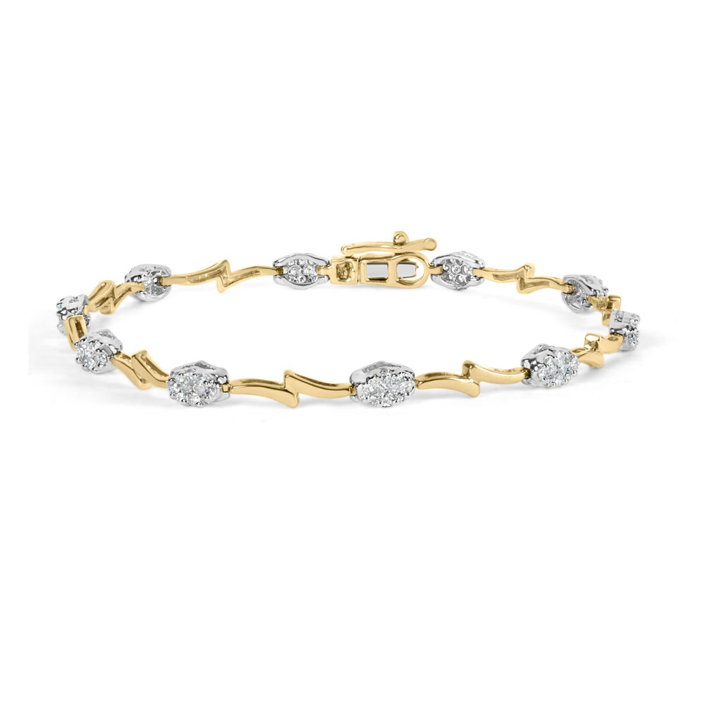 Bracciale a maglie ovali con diamanti da 1,00 ct in oro bianco e giallo 10 carati (colore IJ, purezza SI2-I1) - 7 pollici - Friggin Jewelry