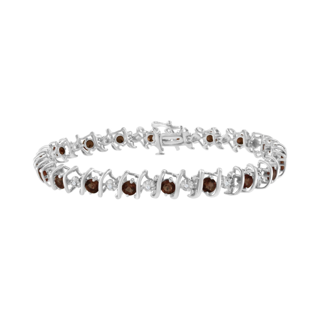 Pulsera de tenis de plata de ley 925 con piedra de nacimiento cultivada en laboratorio y diamantes redondos de 1/6 ct (color HI, claridad I1-I2) - Friggin Jewelry