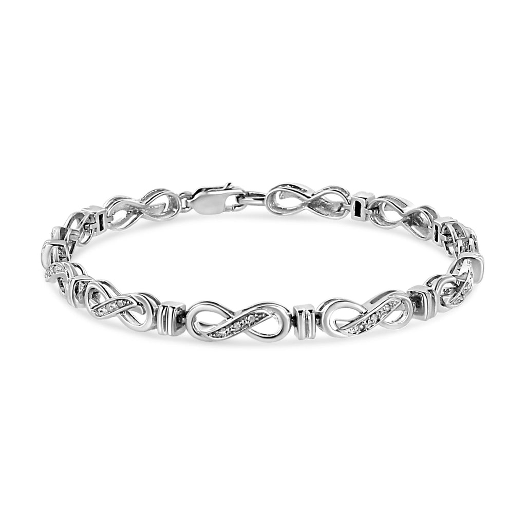 Bracciale a maglie infinito in argento sterling 925 con diamanti da 1/6 carati (colore IJ, purezza promozionale I3) - 7" - Friggin Jewelry