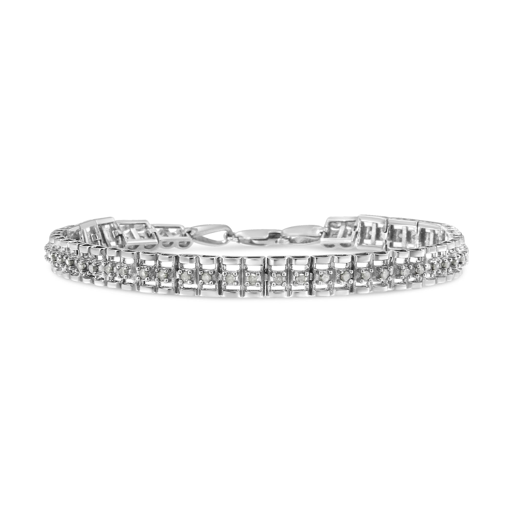 Pulsera de tenis de 18 cm con doble eslabón de diamantes en plata de ley 925 (color IJ, claridad I3) - Friggin Jewelry