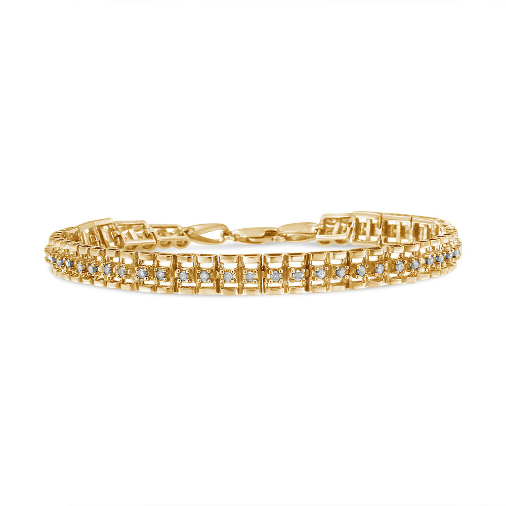 Pulsera de tenis de 18 cm con doble eslabón de diamantes en plata de ley 925 (color IJ, claridad I3) - Friggin Jewelry