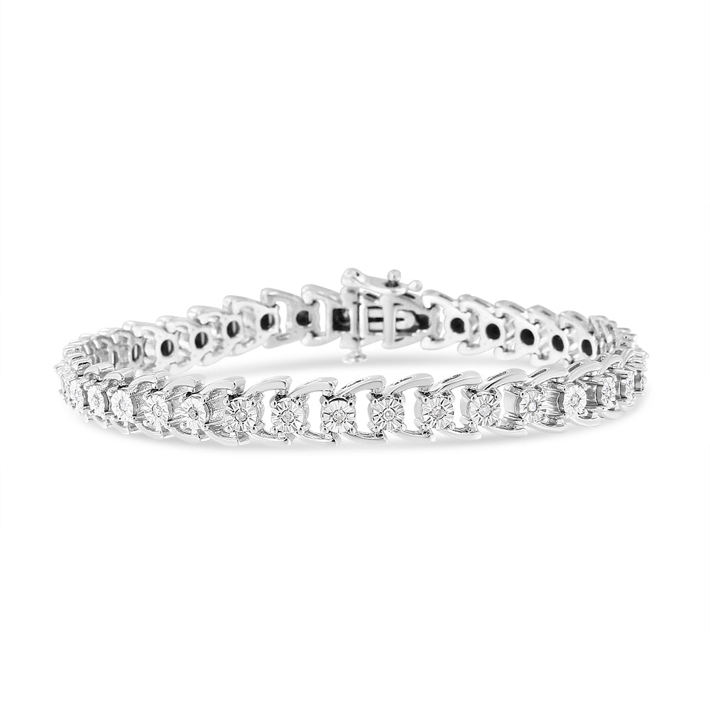 Pulsera de plata de ley 925 con diamantes redondos engastados Miracle de 1/4 ct y eslabones abiertos (color IJ, claridad I3-Promo) - 19 cm - Friggin Jewelry