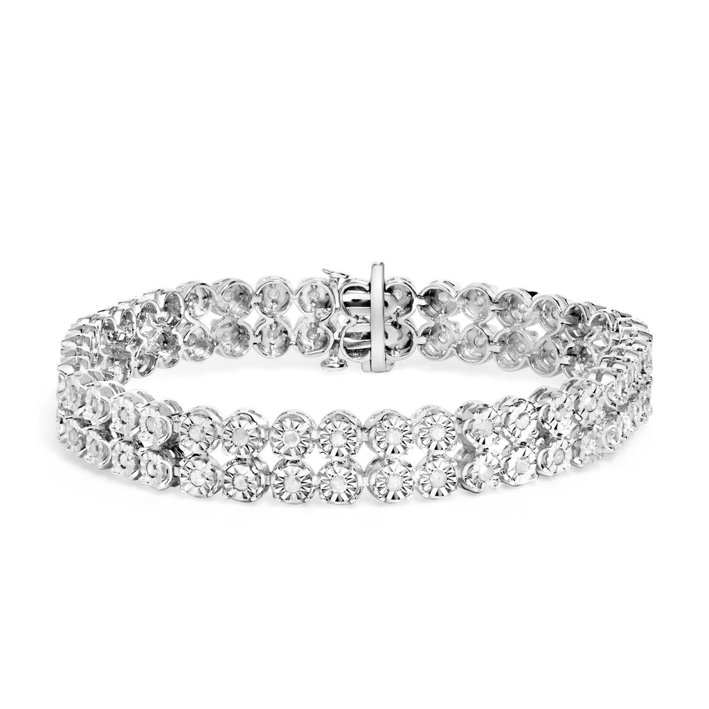Pulsera de eslabones de dos filas de diamantes engastados milagros de 2,0 quilates en plata de ley 925 - 18 cm - Friggin Jewelry