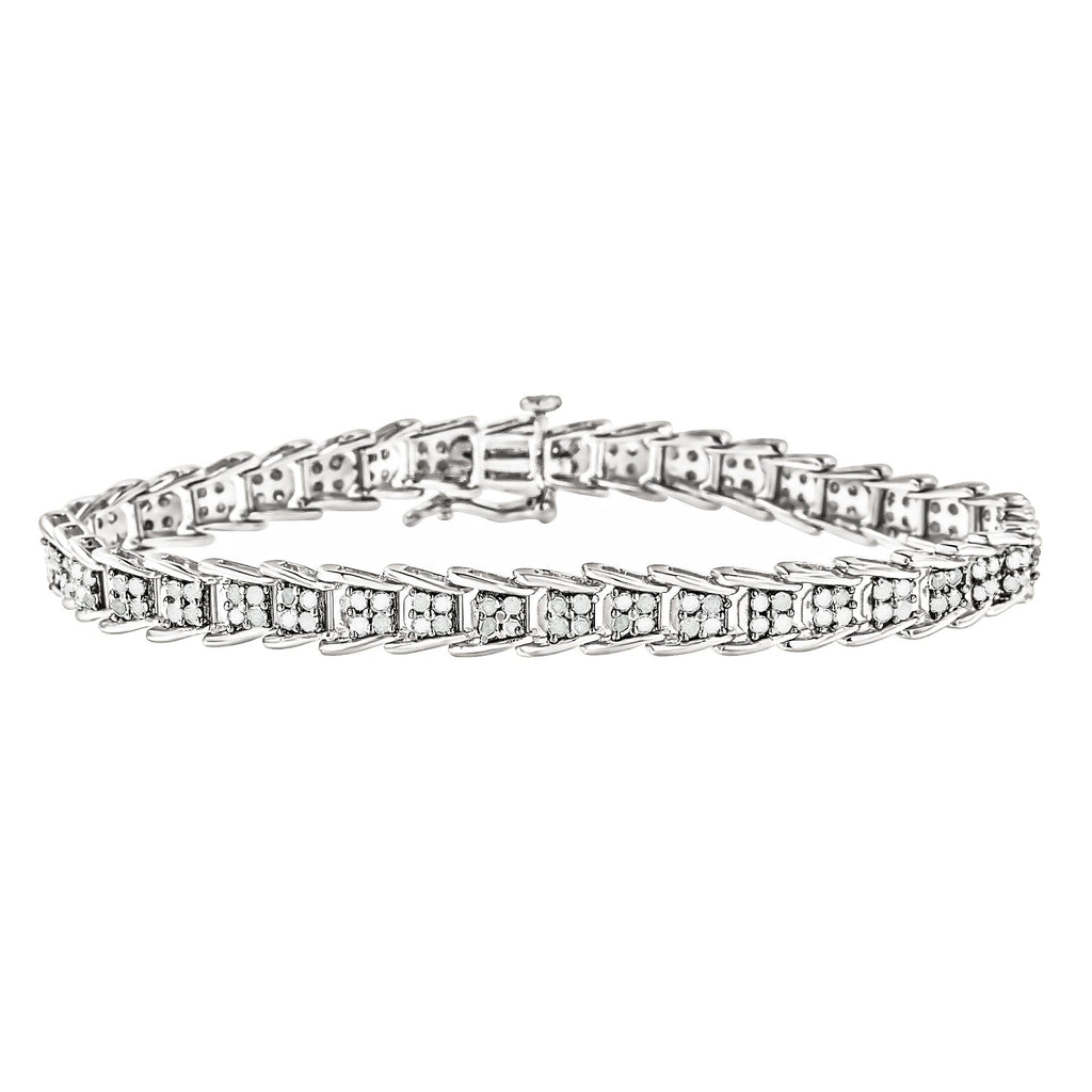Bracciale tennis a maglie a ventaglio in oro bianco 10k con diamanti da 2 carati (purezza IJ, colore I3) - Misura 7,25" - Friggin Jewelry