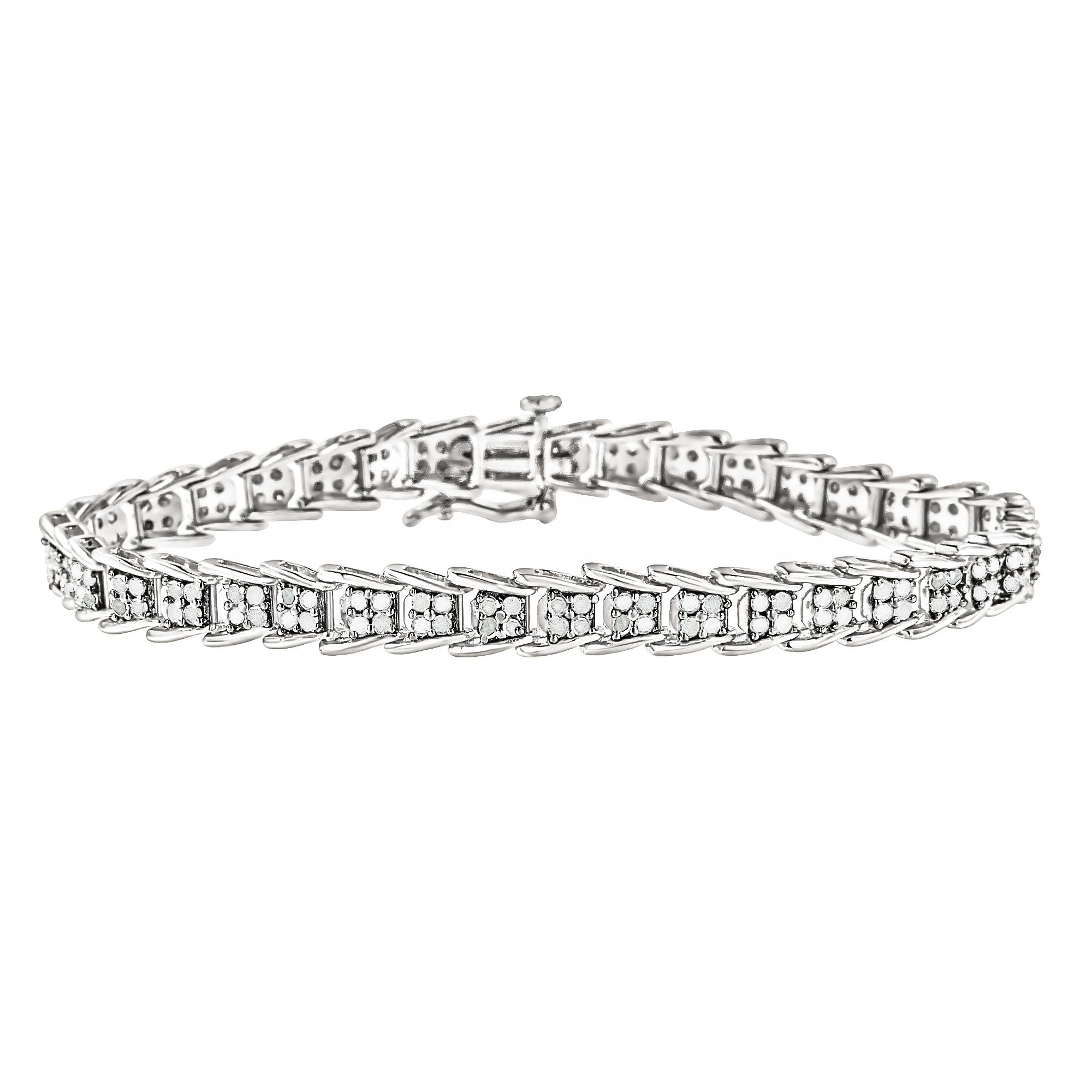 Bracciale tennis a maglie a ventaglio in oro bianco 10k con diamanti da 2 carati (purezza IJ, colore I3) - Misura 7,25" - Friggin Jewelry
