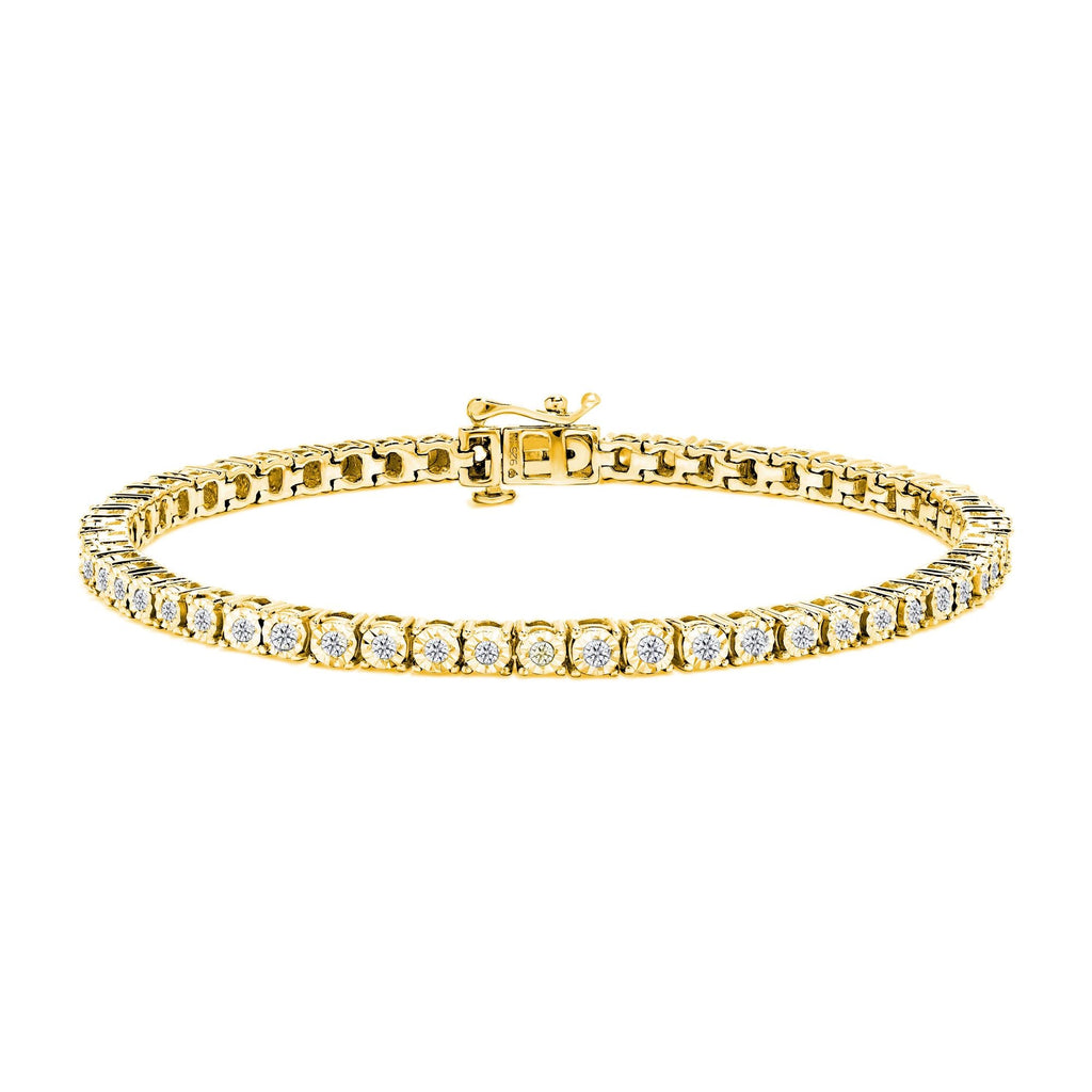 Bracciale tennis in argento sterling 925 con diamanti taglio brillante da 1,0 ct e montatura a sfaccettato (colore IJ, purezza I3) - Friggin Jewelry