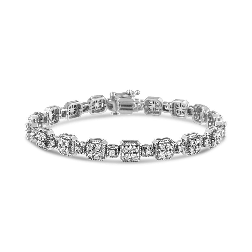 Bracciale a maglie quadrate in oro 10 carati con diamanti da 2,0 ct (colore JK, purezza I2-I3) - Misura 7,25" - Friggin Jewelry