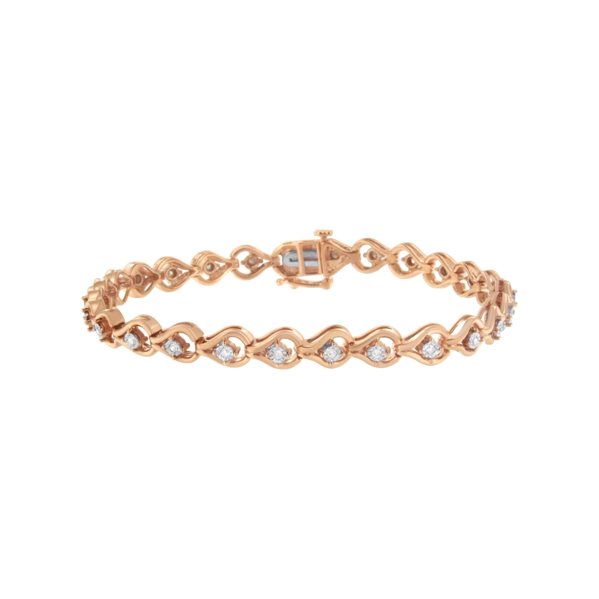 Pulsera de eslabones de 18 cm en forma de lágrima con diamantes de 1/4 ct engastados milagros en plata de ley 925 (color IJ, claridad I3) - Friggin Jewelry