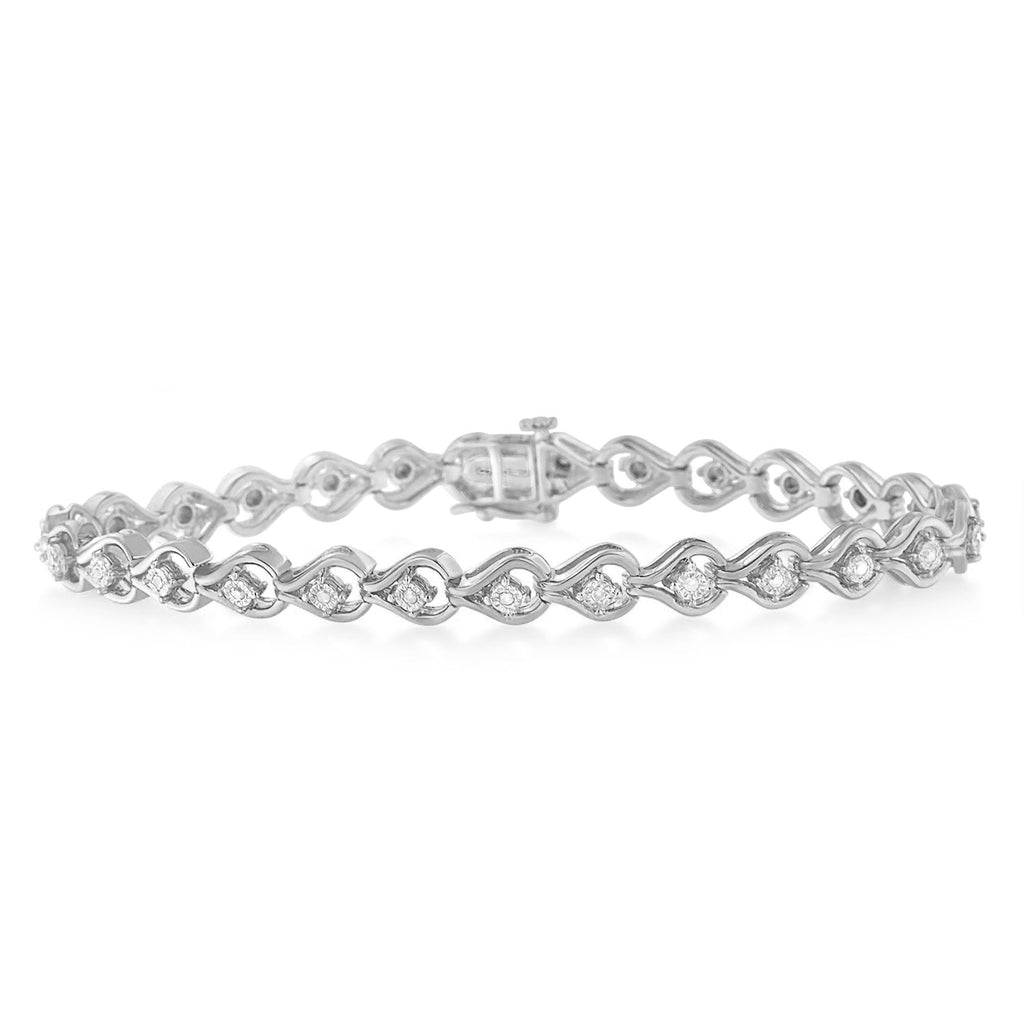 Pulsera de eslabones de 18 cm en forma de lágrima con diamantes de 1/4 ct engastados milagros en plata de ley 925 (color IJ, claridad I3) - Friggin Jewelry