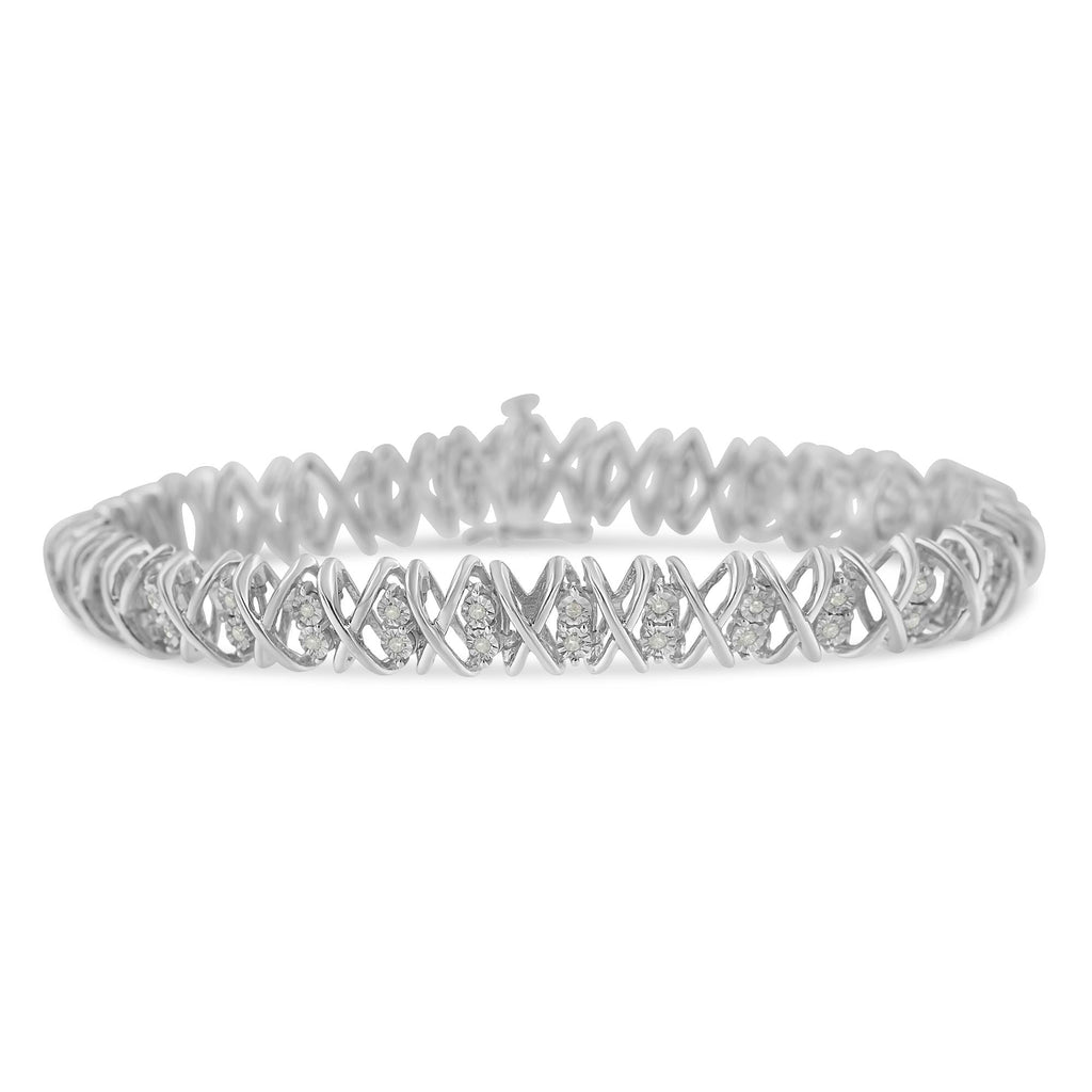 Sterling Silver rose-cut Diamond X-Link Bracelet (1 cttw, I-J Color, I2-I3 Clarity) - Friggin Jewelry