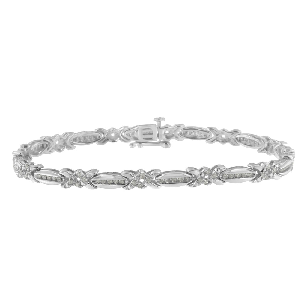 Sterling Silver Diamond X-Link Tennis Bracelet (1 cttw, I-J Color, I3 Clarity) - Friggin Jewelry