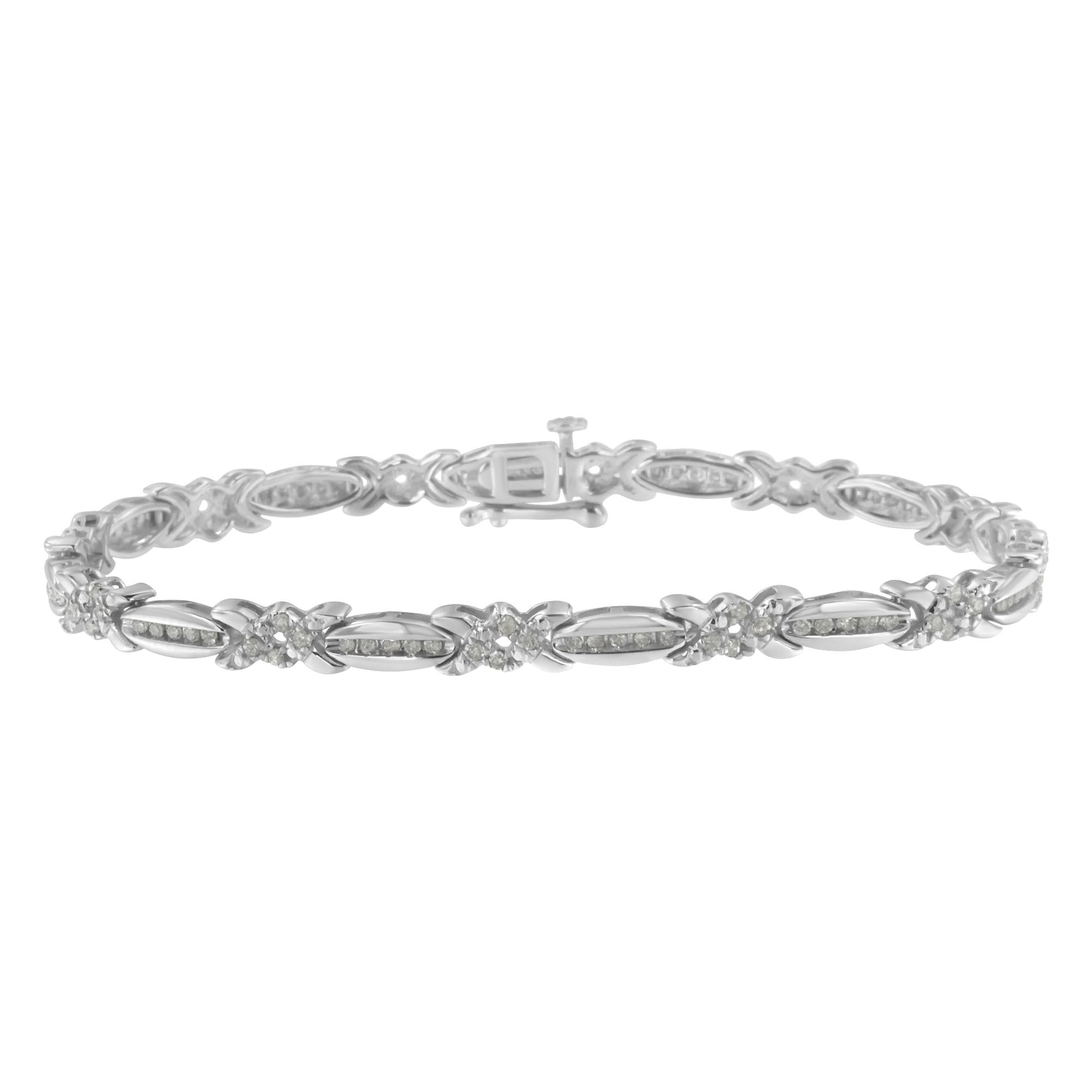 Sterling Silver Diamond X-Link Tennis Bracelet (1 cttw, I-J Color, I3 Clarity) - Friggin Jewelry