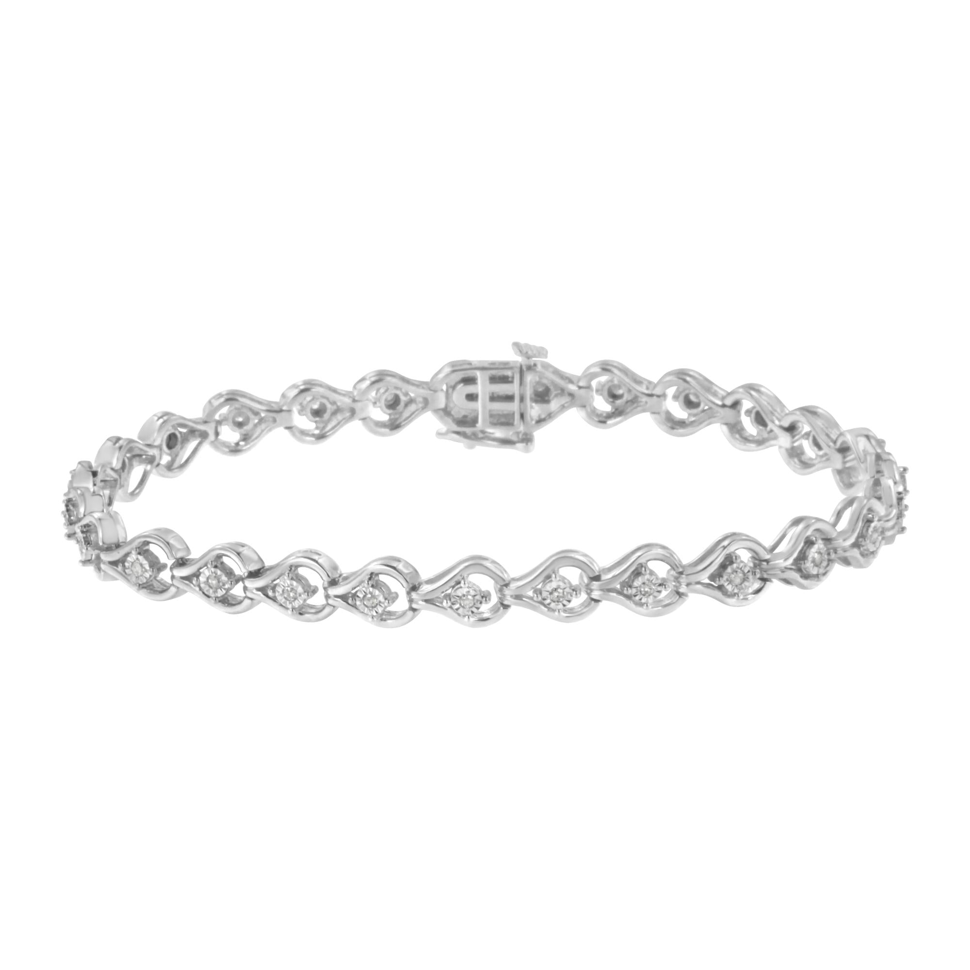 Sterling Silver Diamond Link Bracelet (1/4 cttw, I-J Color, I2-I3 Clarity) - Friggin Jewelry