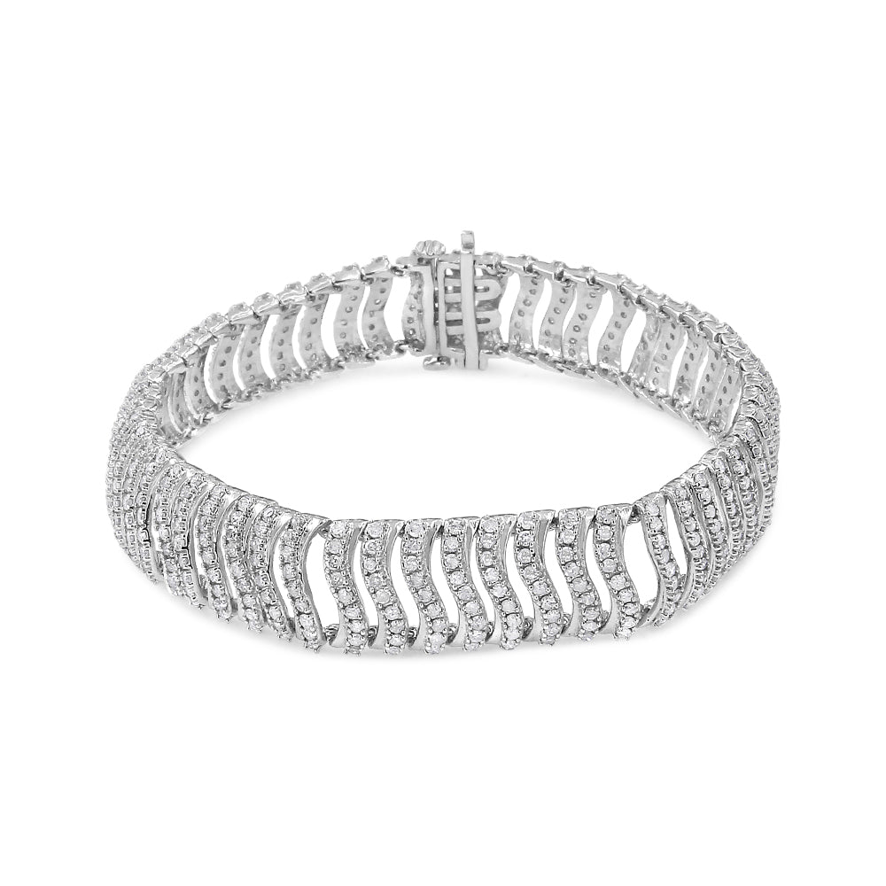 Pulsera de eslabones "S" de diamantes de talla redonda de 5,00 quilates en plata de ley 925 (color IJ, claridad I3) - Talla 7,25 - Friggin Jewelry