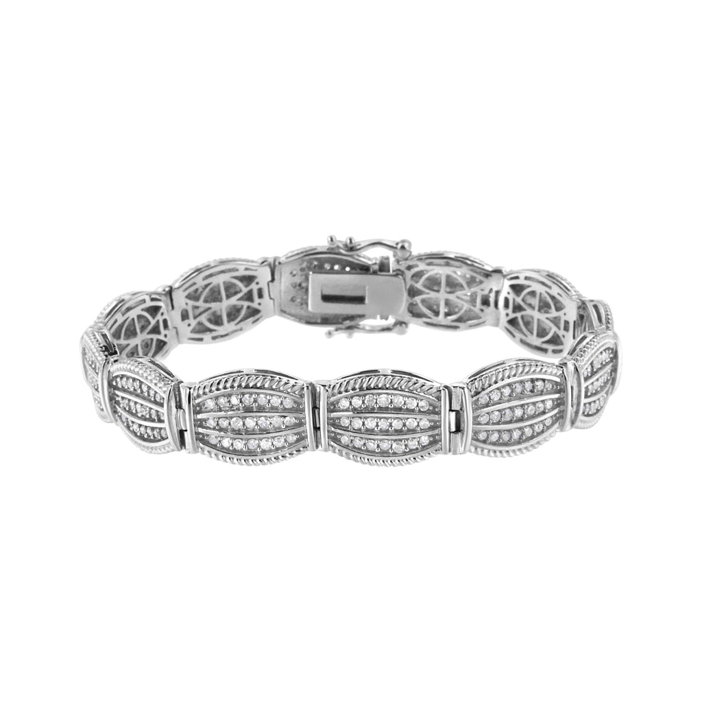 Pulsera de eslabones estilo art déco con diamantes de 3 quilates en plata de ley 925 (IJ, I2-I3) - Talla 7,25" - Friggin Jewelry