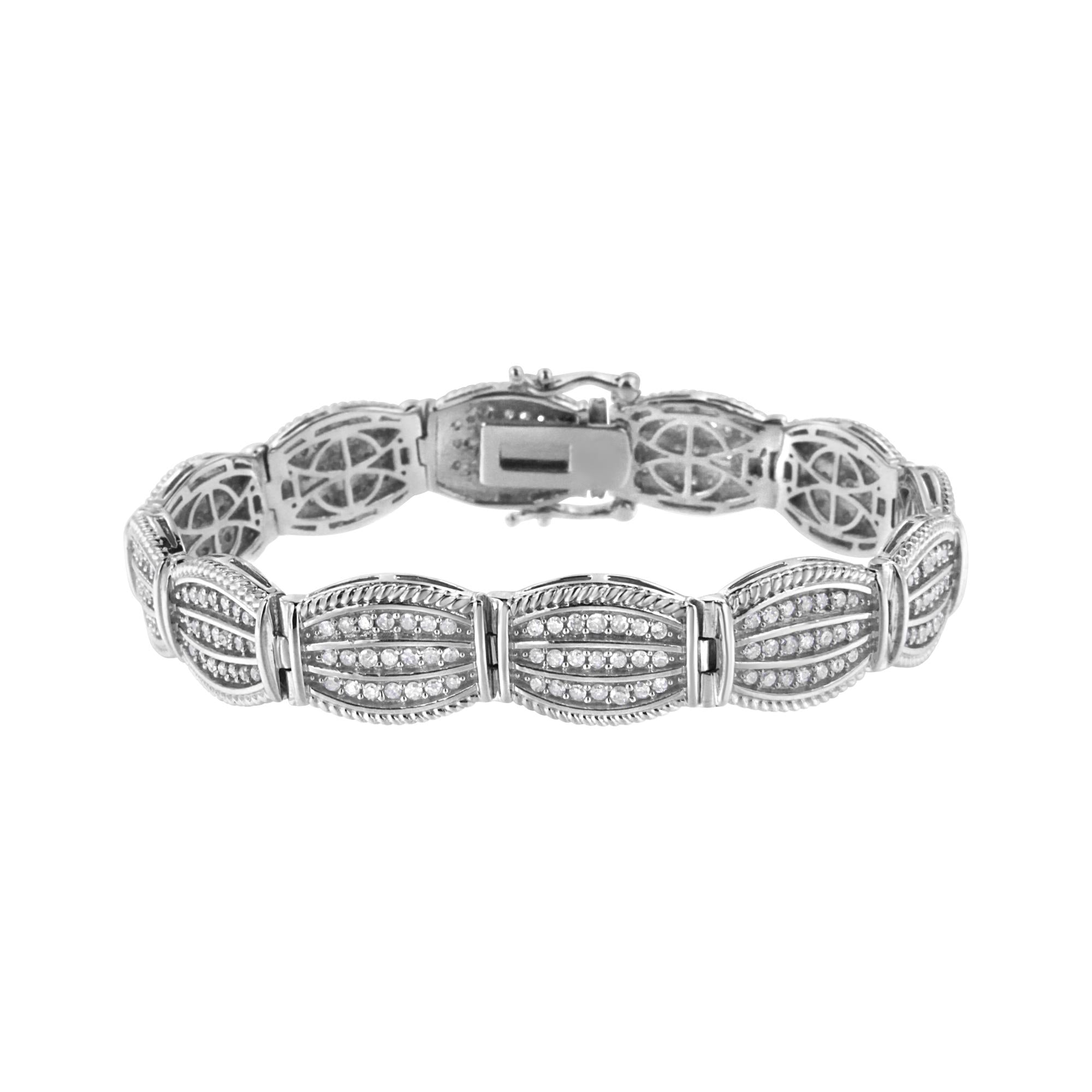 Pulsera de eslabones estilo art déco con diamantes de 3 quilates en plata de ley 925 (IJ, I2-I3) - Talla 7,25" - Friggin Jewelry