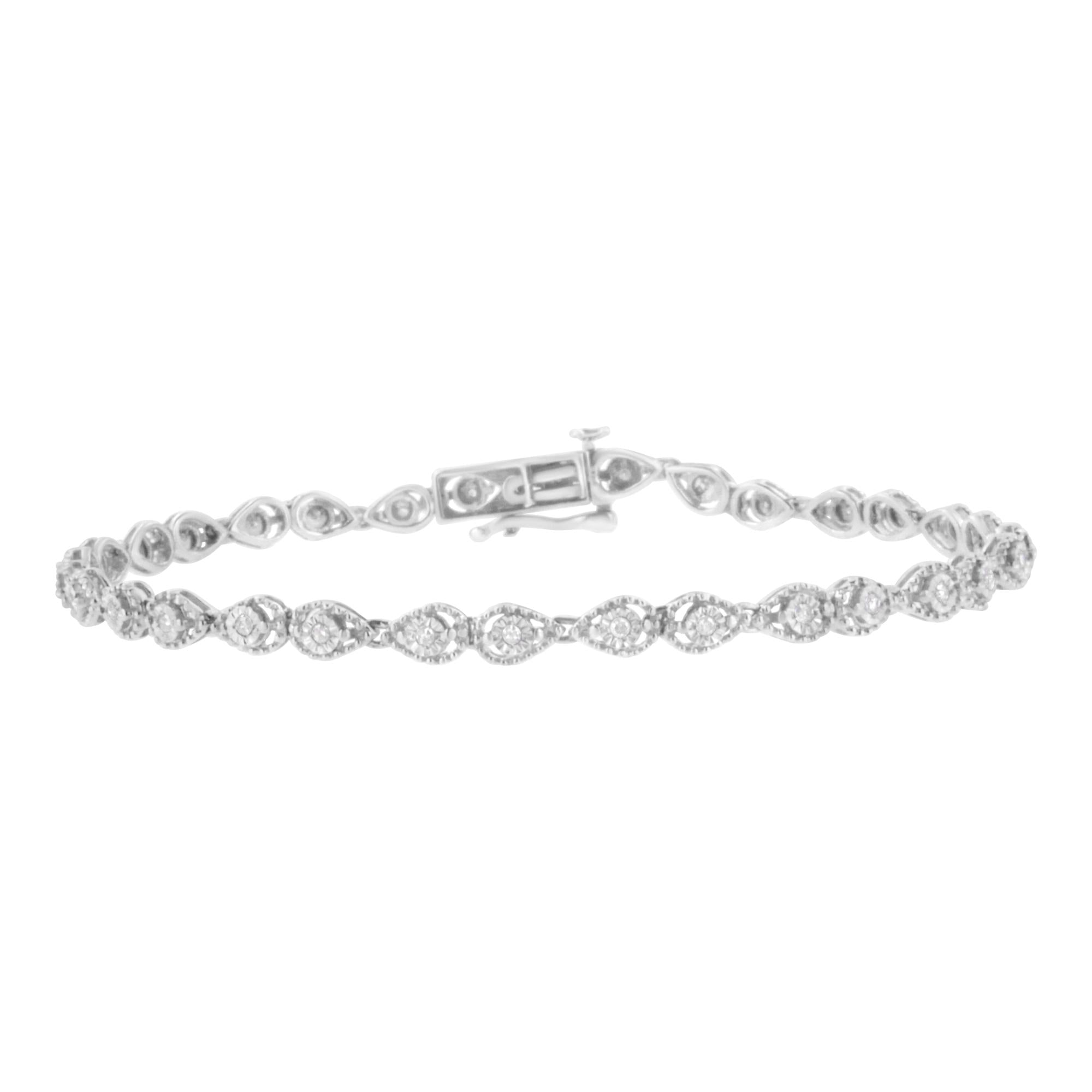 Pulsera de eslabones en forma de pera con diamantes engastados milagros de 1/2 ct en plata esterlina 925 (color IJ, claridad I3) - Talla 7,25" - Friggin Jewelry