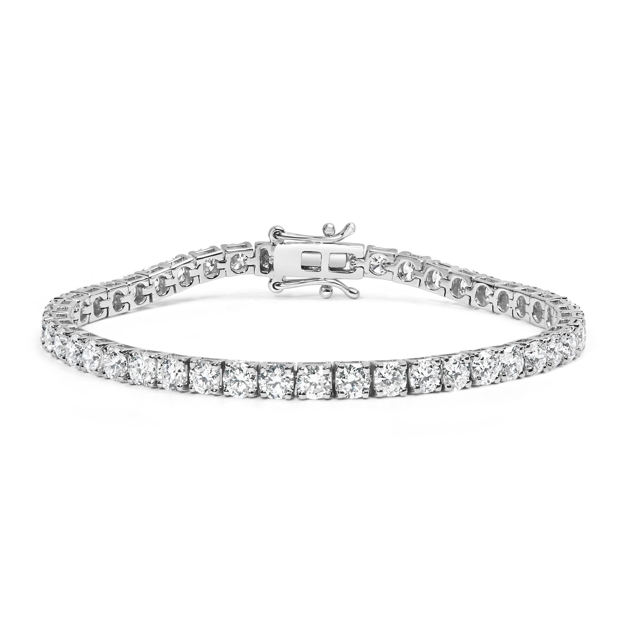 14K White Gold 4-Prong Set Lab Grown Round Diamond Classic Tennis Bracelet (F-G Color, VS1-VS2 Clarity) - 7.25" - Friggin Jewelry
