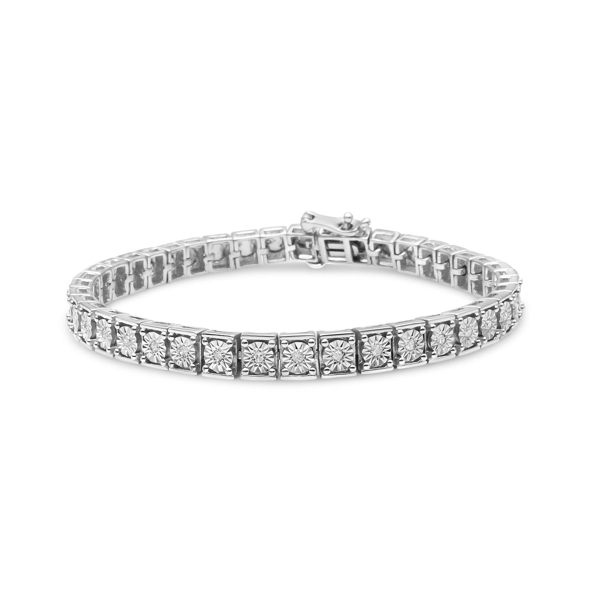 .925 Sterling Silver 1/4 Cttw Diamond Link Bracelet (I-J Color, I2-I3 Clarity) - Size 7.25" - Friggin Jewelry