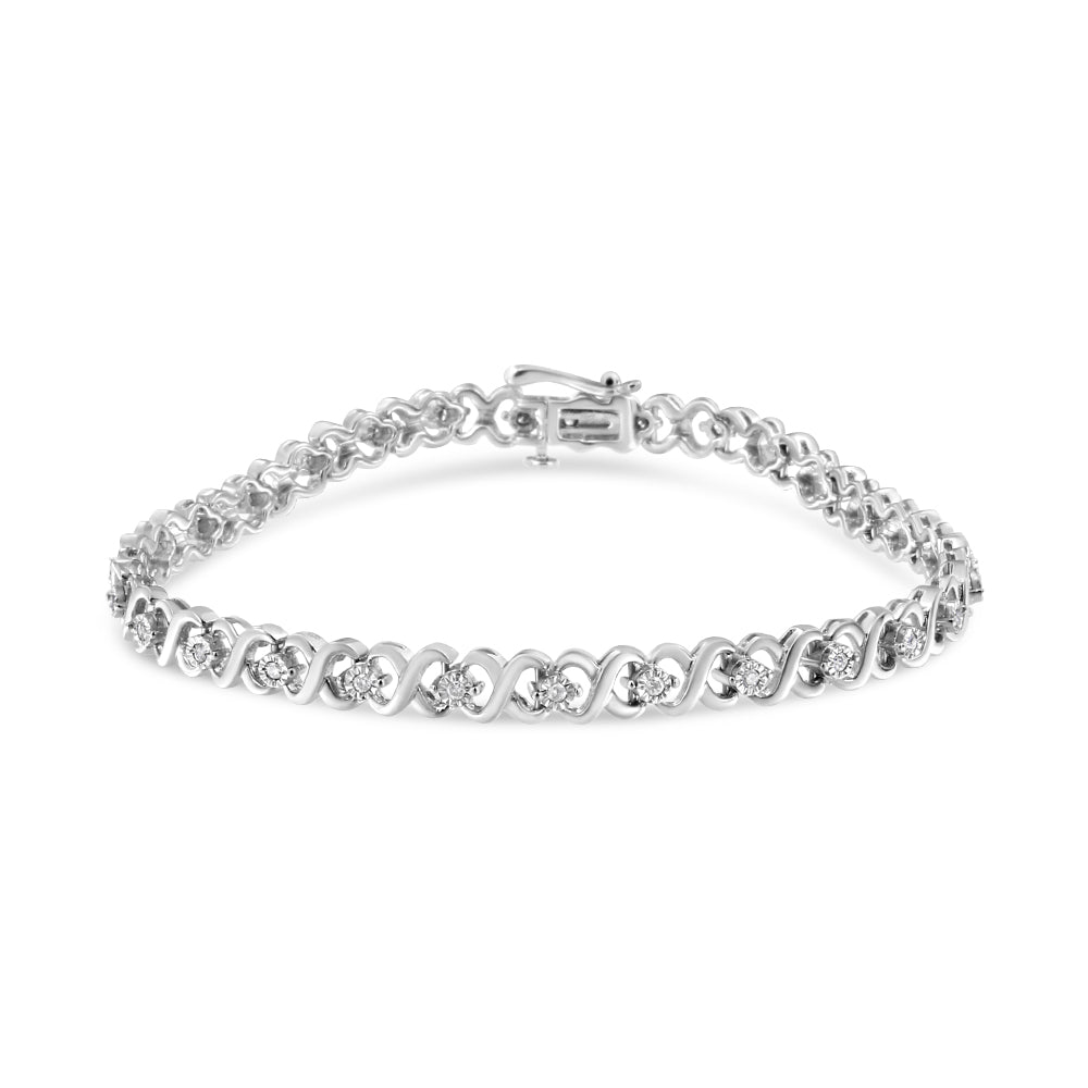 Bracciale a maglie infinito in argento sterling 925 con diamanti taglio rotondo da 1/3 ct (colore IJ, purezza I3) - Misura 7,25" - Friggin Jewelry