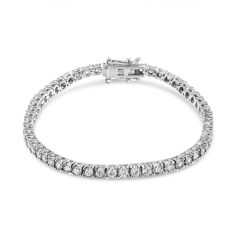 14K White Gold 3.0 Cttw Miracle Set Round-Cut Lab Grown Diamond Illusion 7" Tennis Bracelet (F-G Color, VS2-SI1 Clarity) - Friggin Jewelry