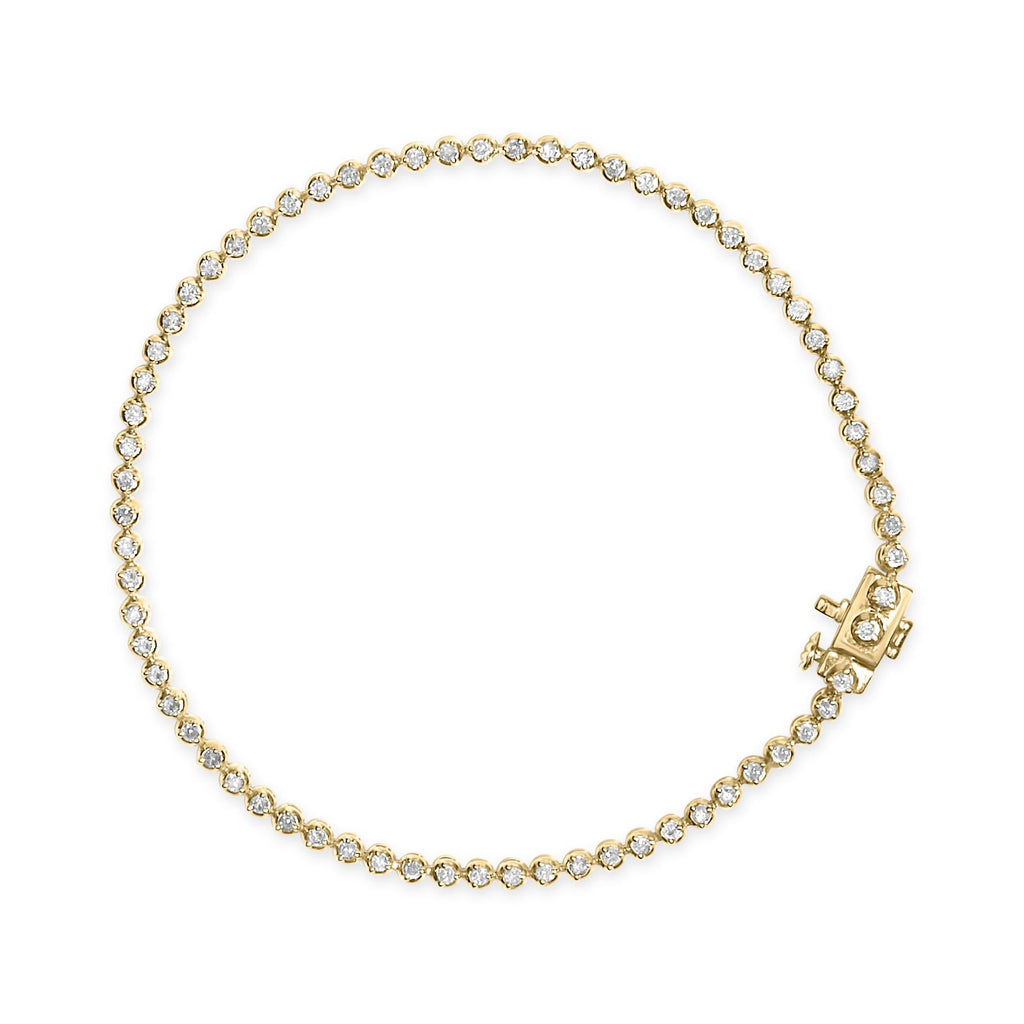 Pulsera clásica de tenis de plata de ley chapada en oro amarillo de 10 quilates con diamantes de 2,0 quilates - 18,3 cm - Friggin Jewelry