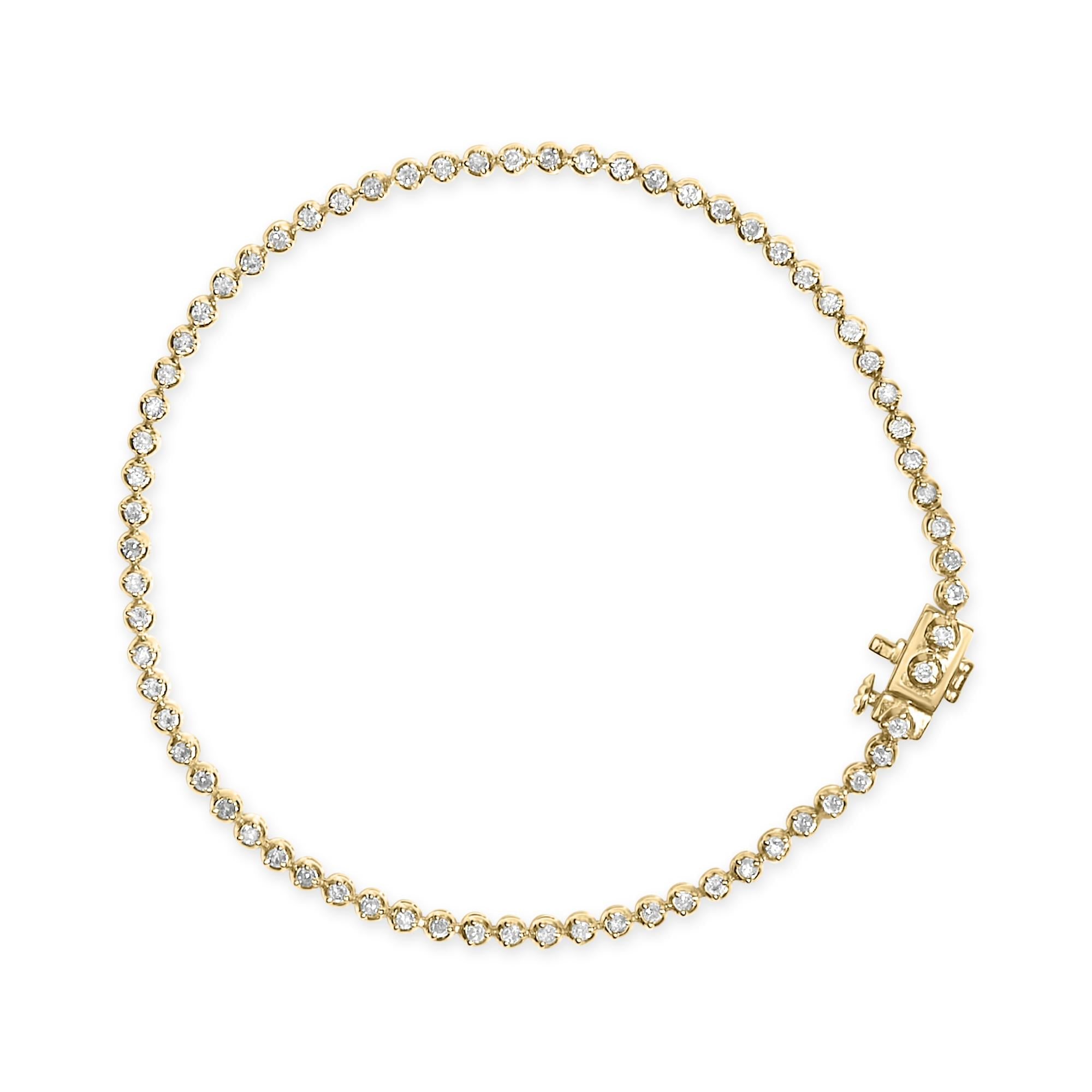 Pulsera clásica de tenis de plata de ley chapada en oro amarillo de 10 quilates con diamantes de 2,0 quilates - 18,3 cm - Friggin Jewelry