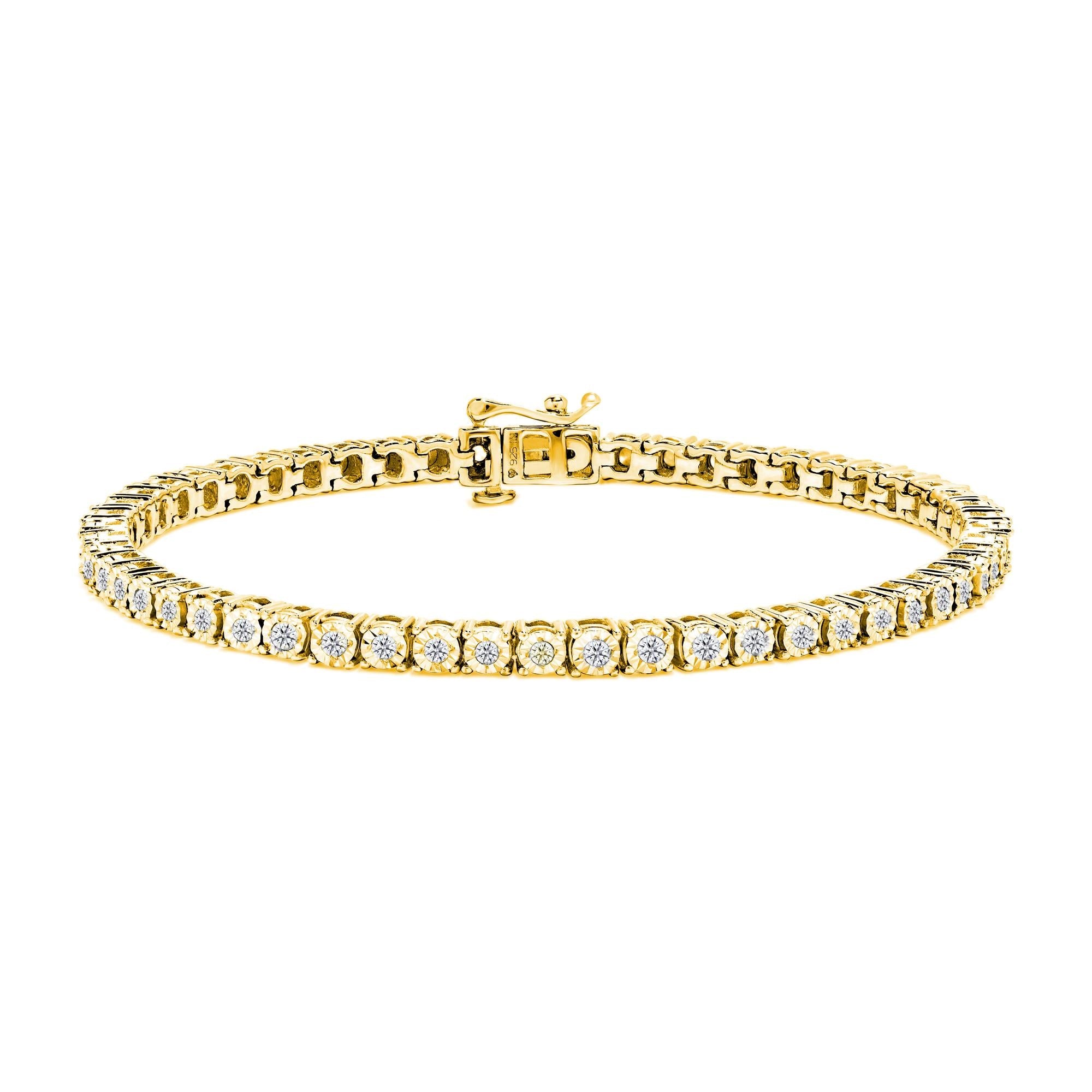 Bracciale tennis in argento sterling 925 con diamanti taglio brillante da 1,0 ct e montatura a sfaccettato (colore IJ, purezza I3) - Friggin Jewelry