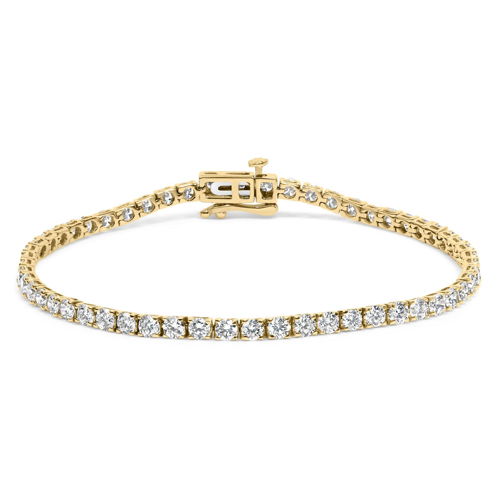 Pulsera de tenis de oro de 14 quilates con diamantes cultivados en laboratorio de 5,0 quilates (color FG, claridad VS1-VS2) - 7,25 pulgadas - Friggin Jewelry