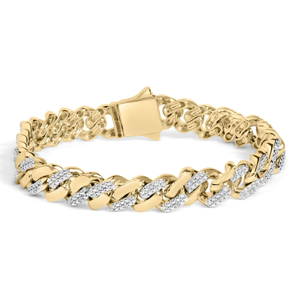 Pulsera de cadena cubana con diamantes de 1/2 quilates en plata de ley 925 (color IJ, claridad I3) - 8,5 pulgadas - Friggin Jewelry